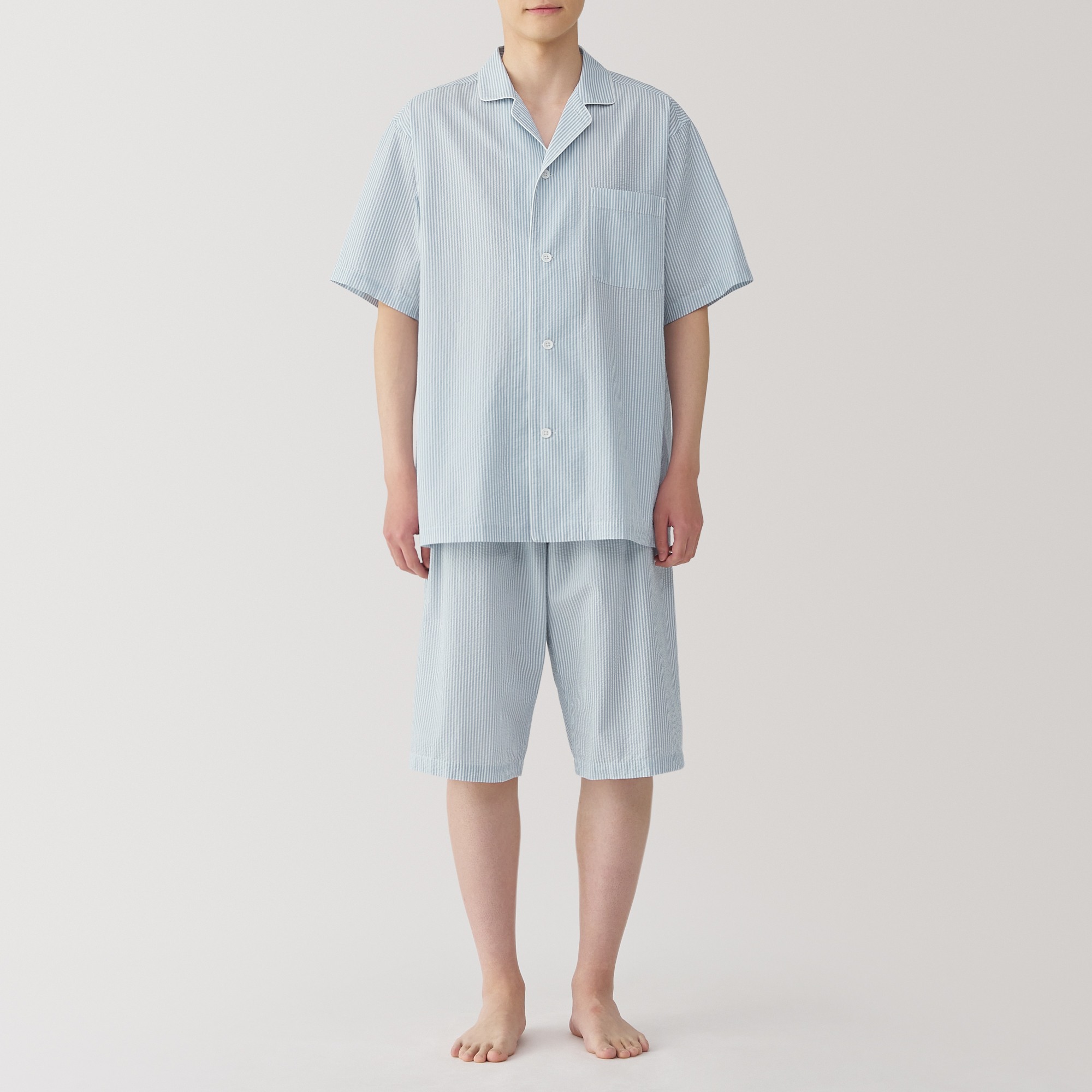 Side seamless Seersucker Short Sleeve pajamas
