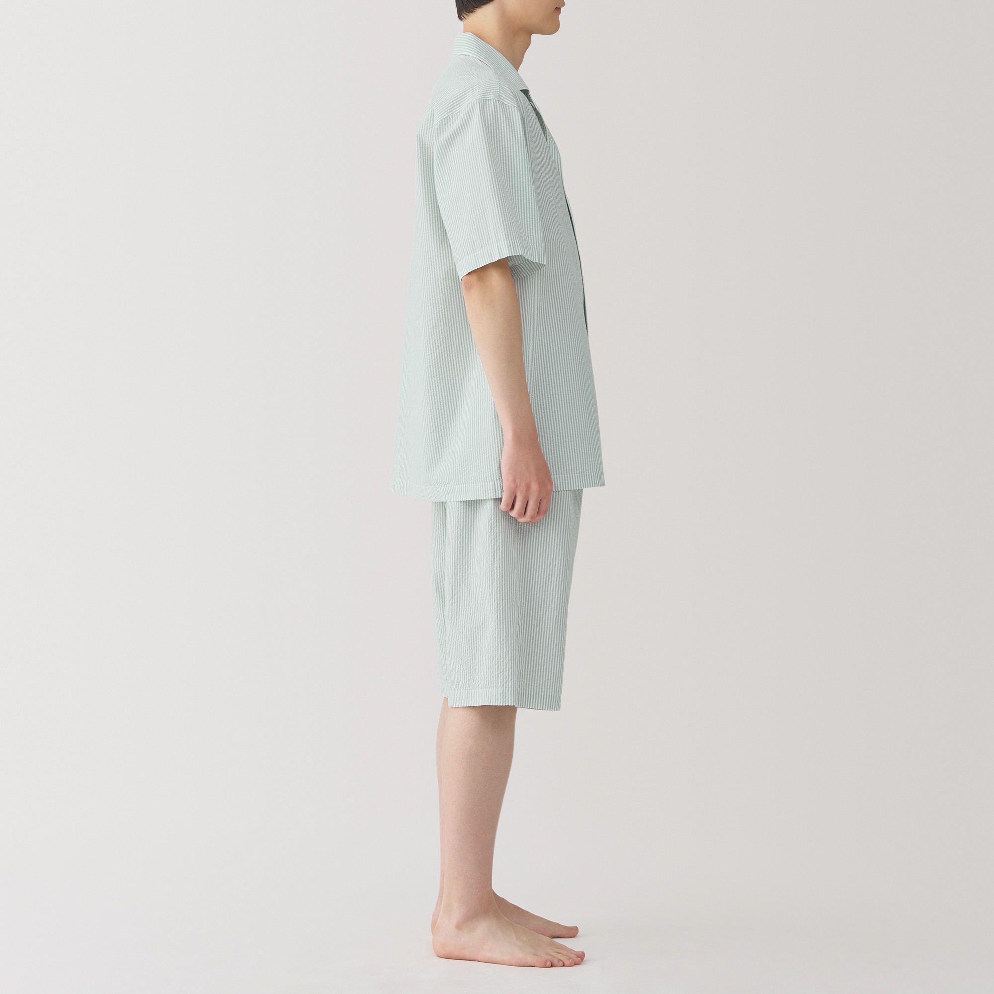 Side seamless Seersucker Short Sleeve pajamas
