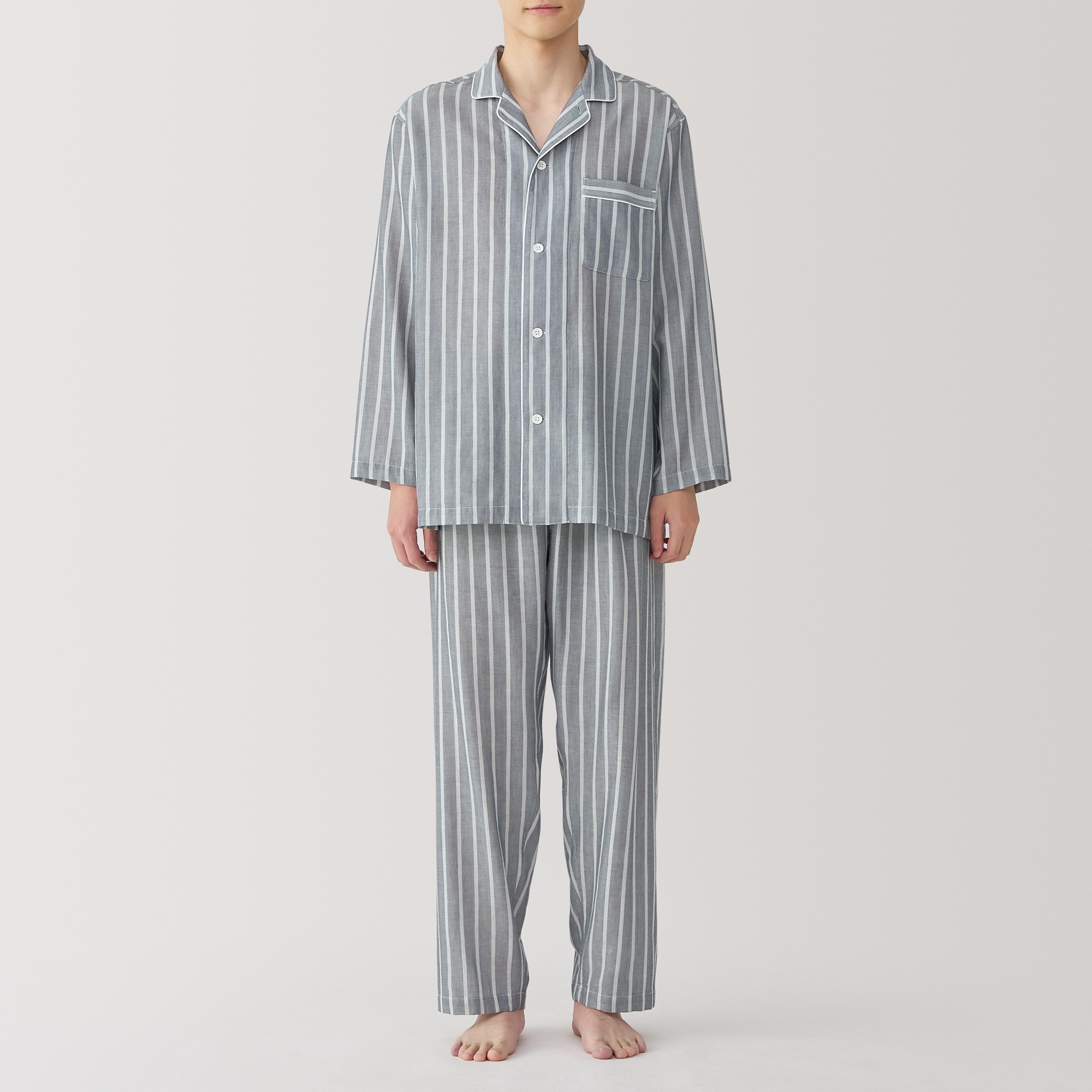 M's Side seamless Double gauze L/Slv pajamas