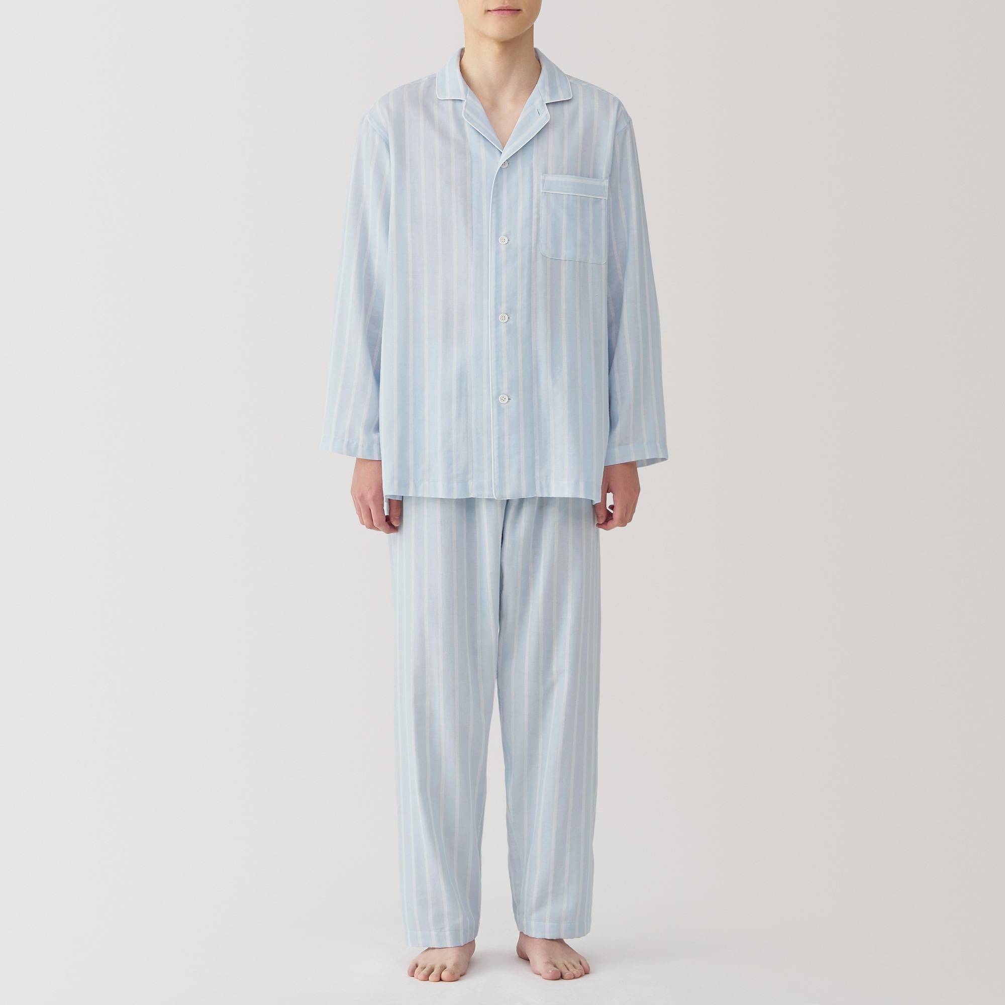 M's Side seamless Double gauze L/Slv pajamas