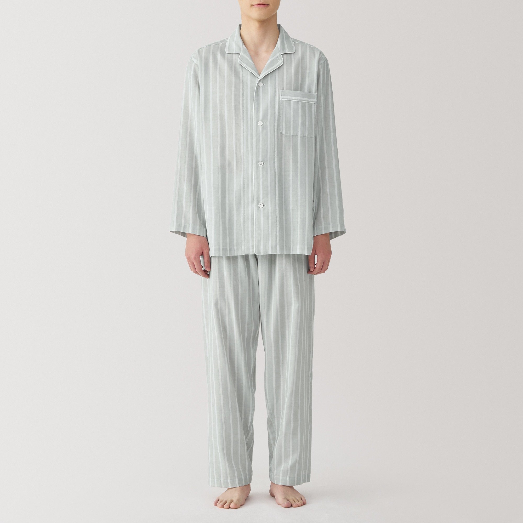 M's Side seamless Double gauze L/Slv pajamas