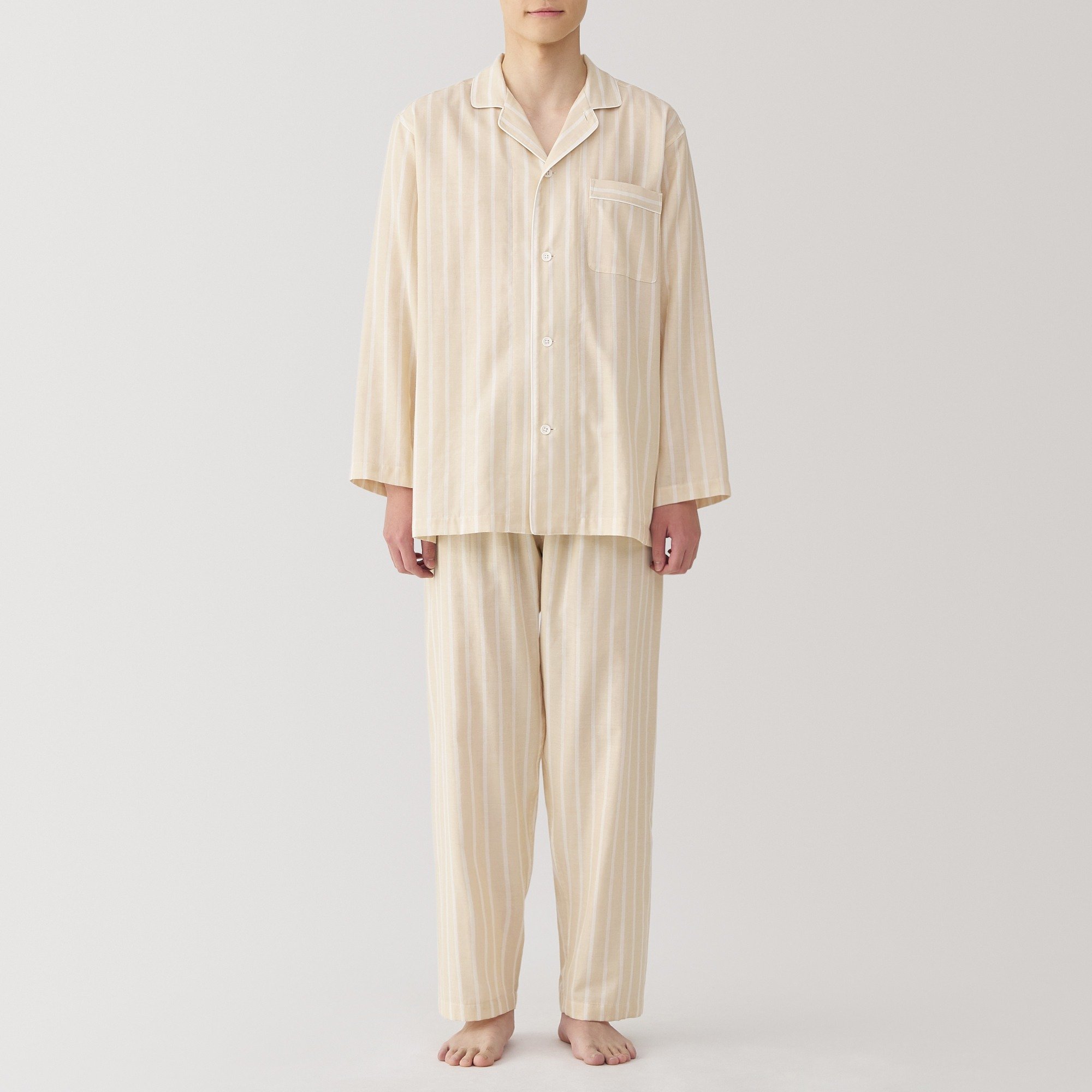 M's Side seamless Double gauze L/Slv pajamas