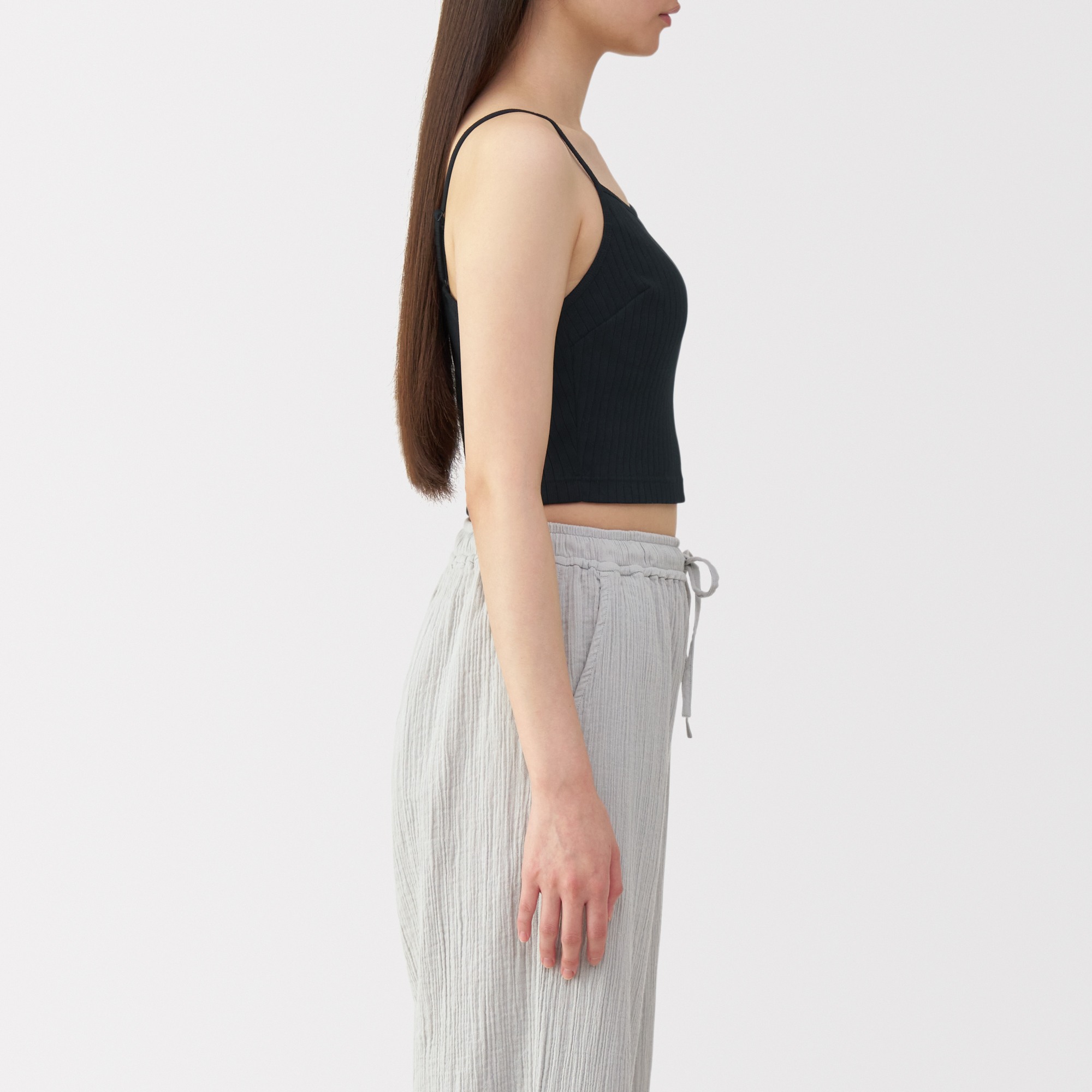 W's Cotton stretch ribbed cropped bra camisole