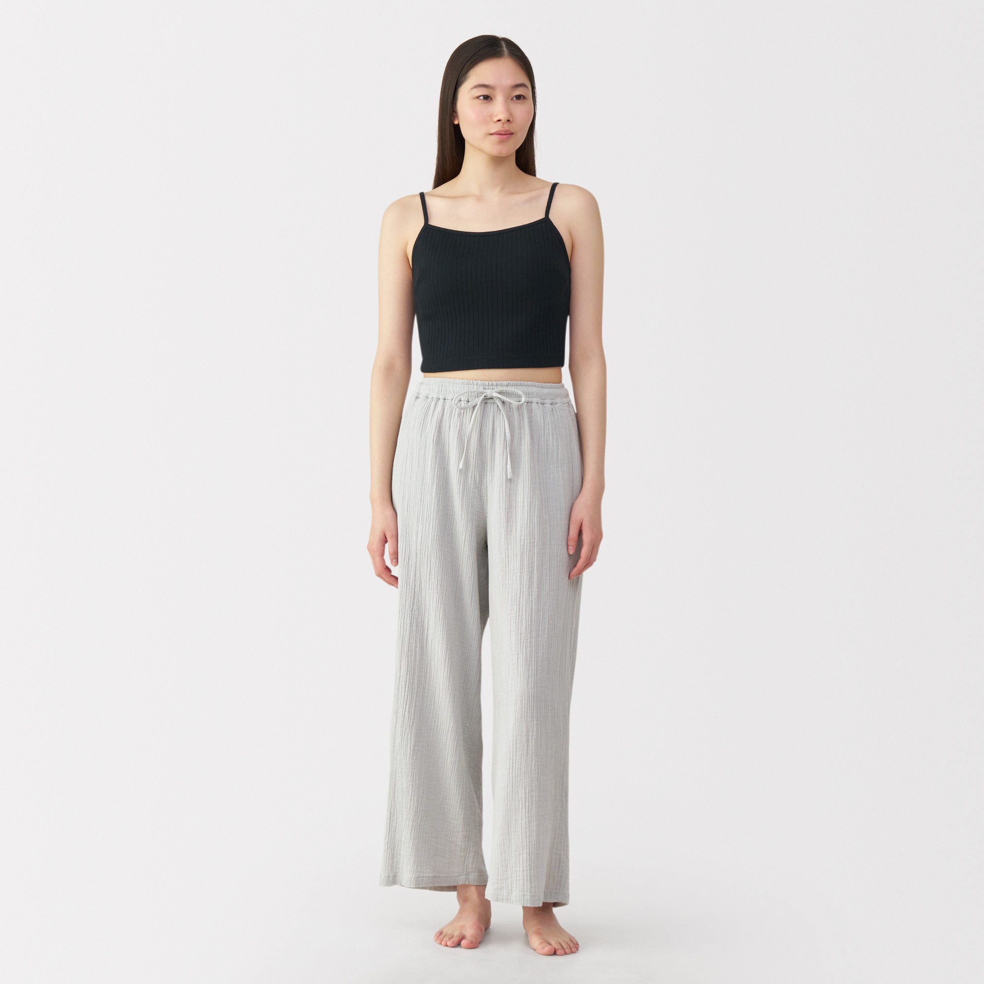 W's Cotton stretch ribbed cropped bra camisole