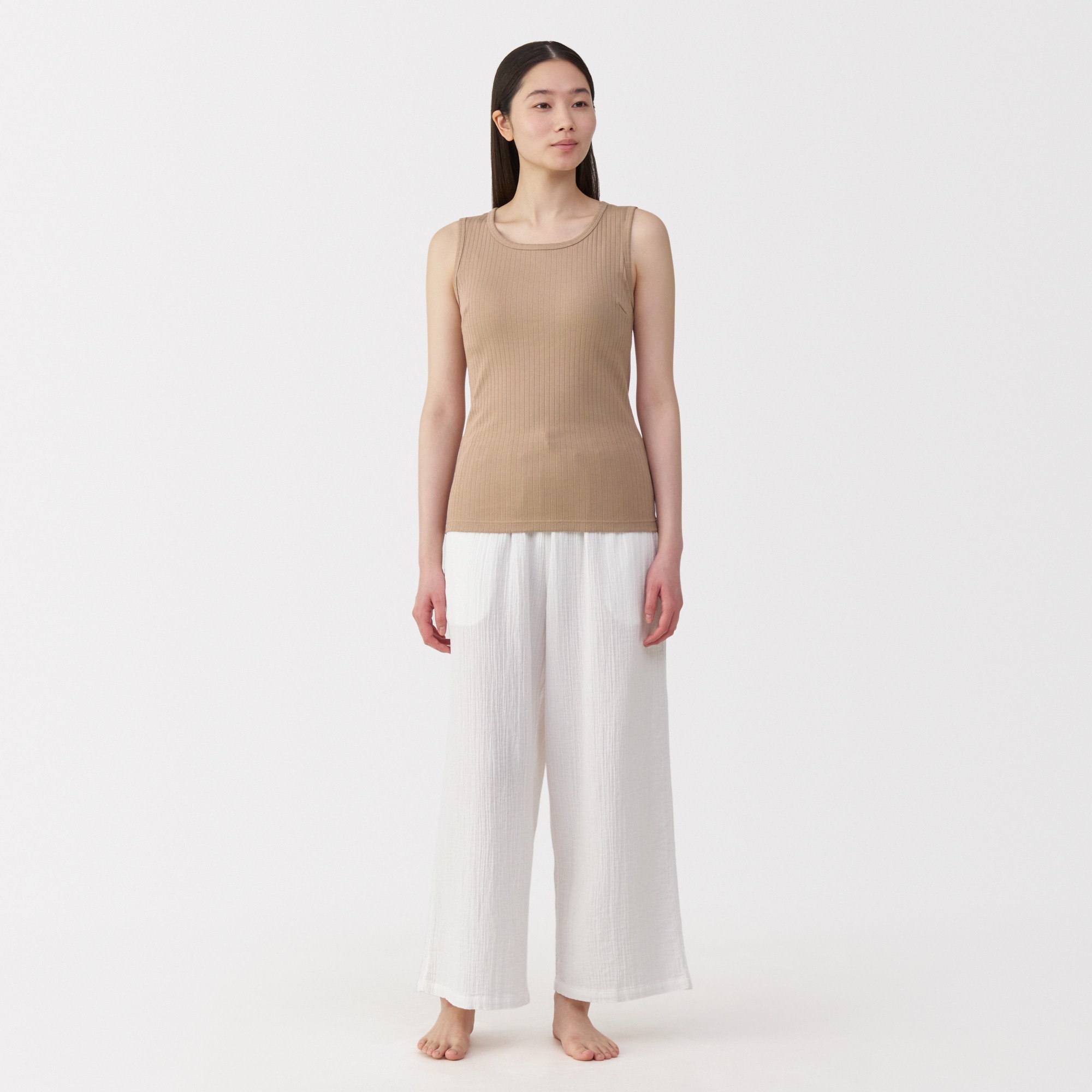 W's Cotton stretch ribbed bra tanktop