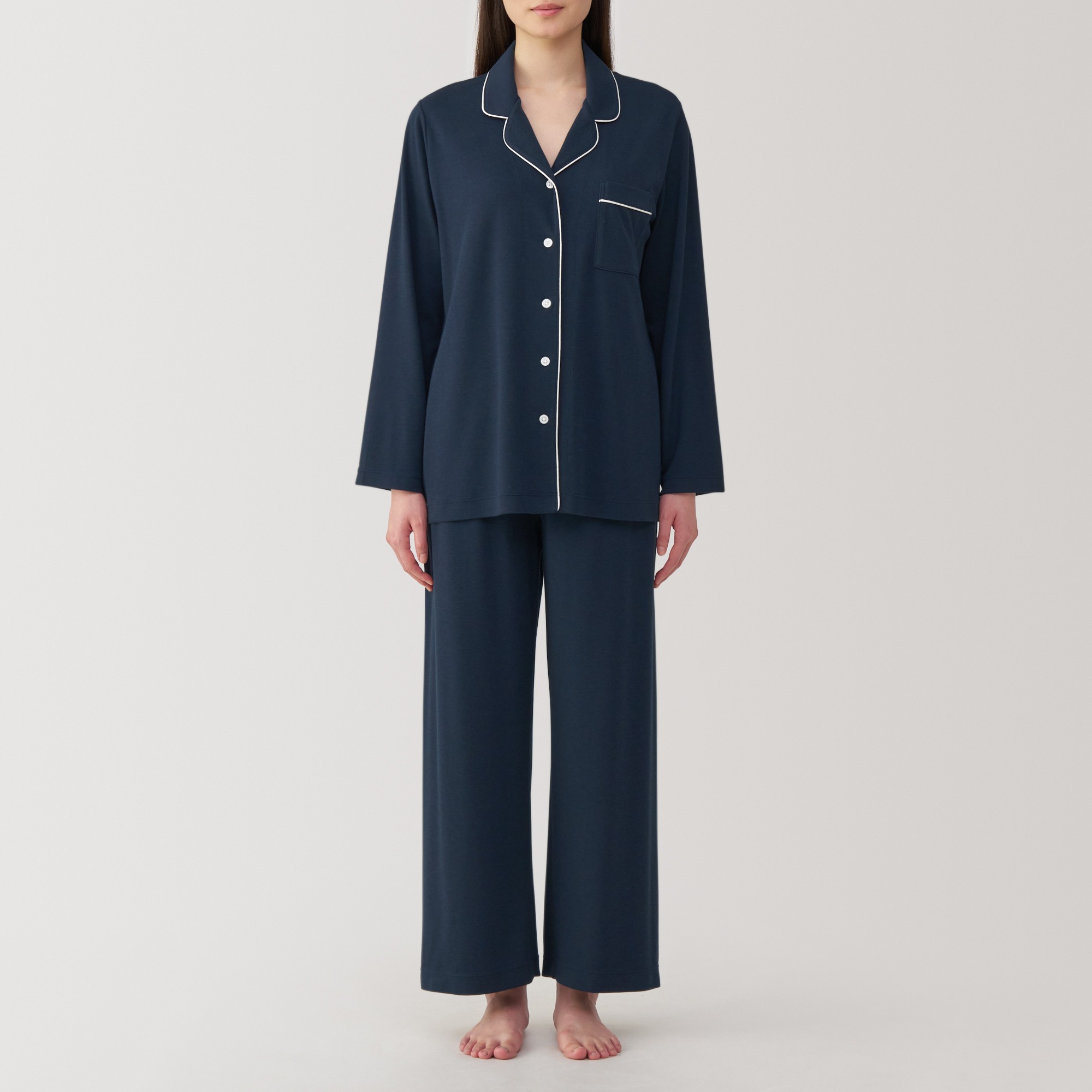 Side seamless lyocell blended  Long Sleeve pajamas