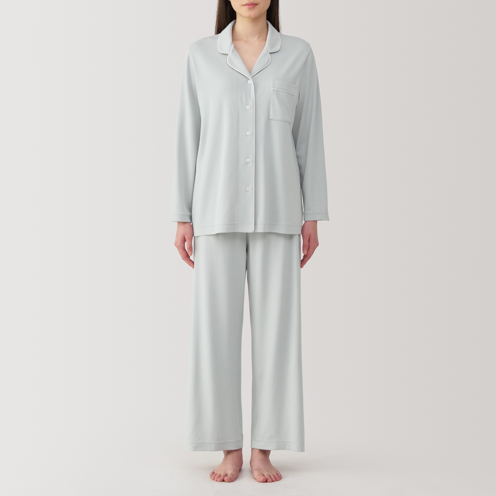 Side seamless lyocell blended Long Sleeve pajamas