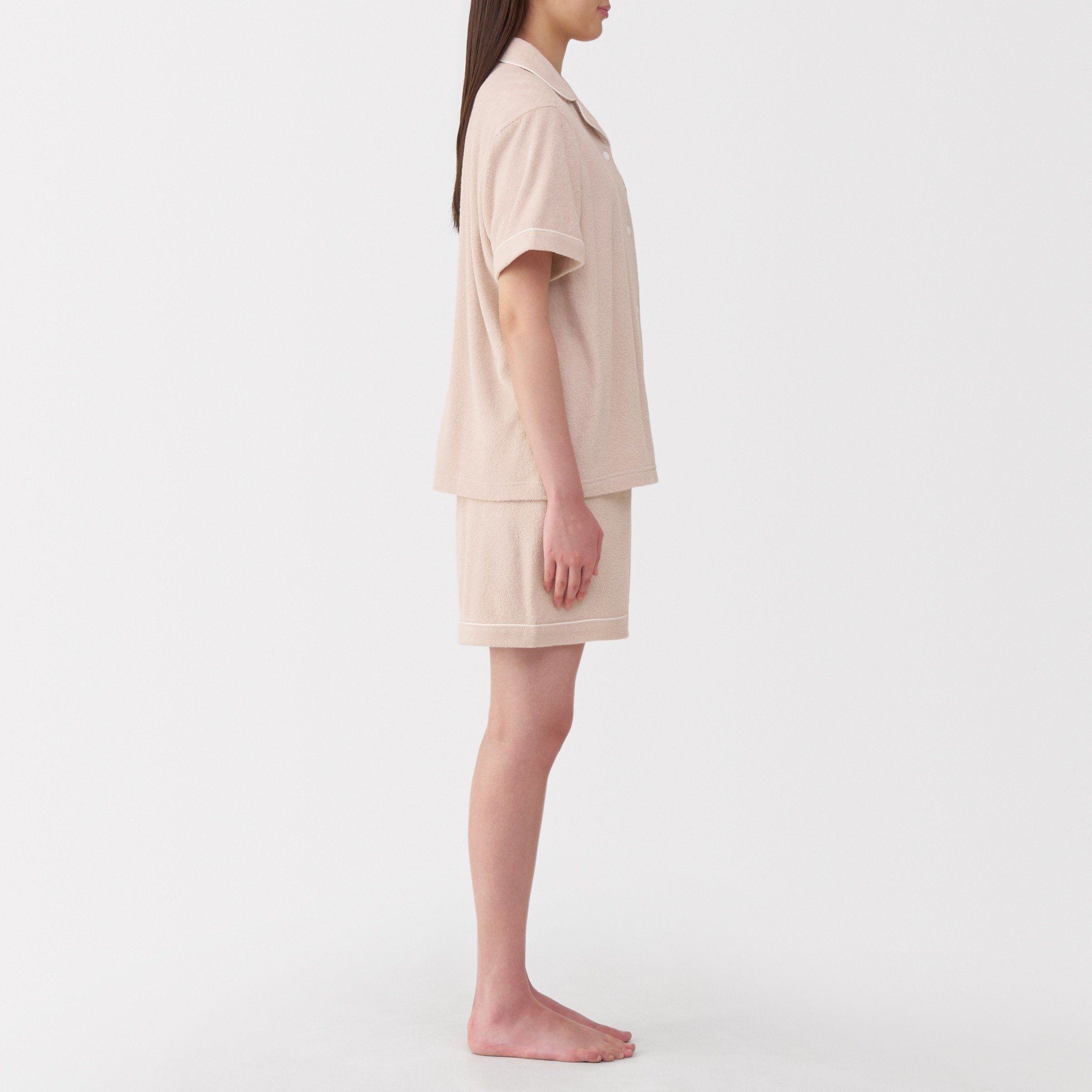 Side seamless wearable pile towel Short Sleeve pajamas