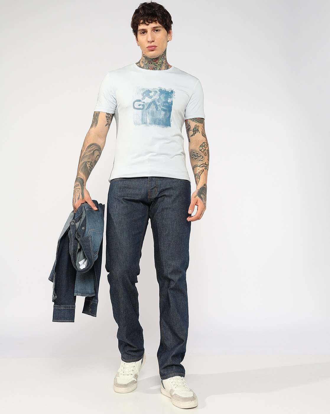 GAS | Mid-Rise Faded Blue Straight Fit Jeans