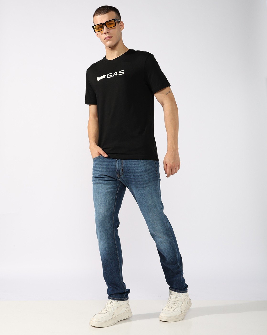 GAS | Albert Slim Fit Mid Rise Mid Wash Dark Blue Jeans