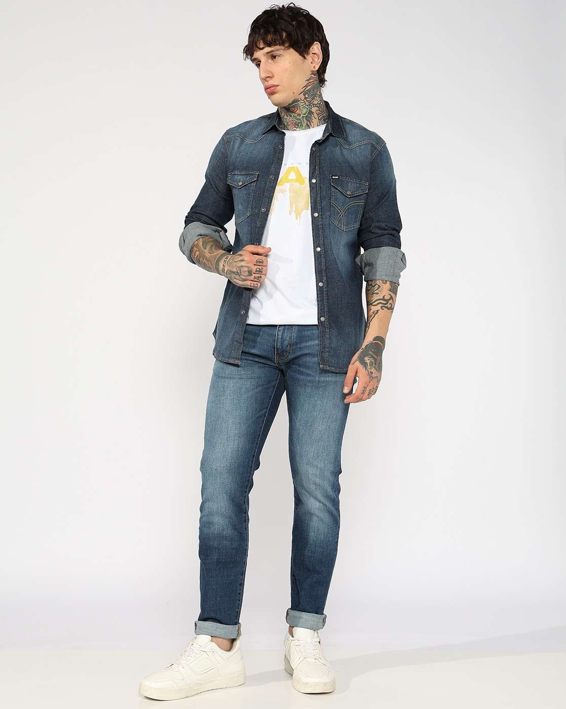 GAS | Slim Straight Fit Mid-Rise Bright Blue Denim