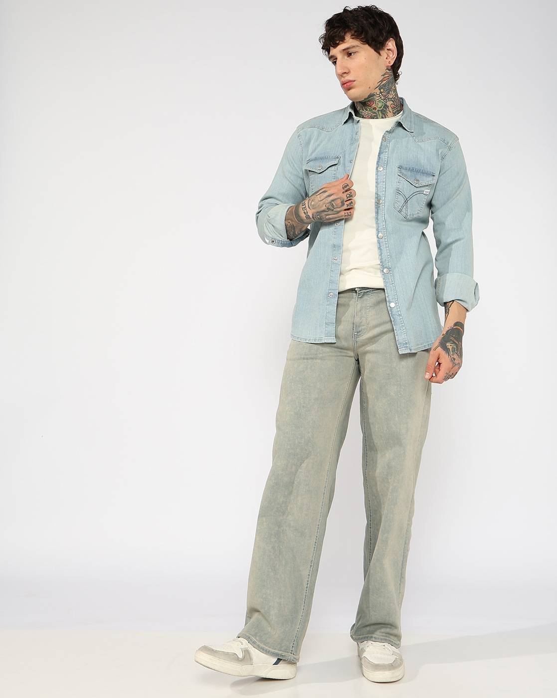 GAS | Mid-Rise Flared Fit Rustic Wash Jeans