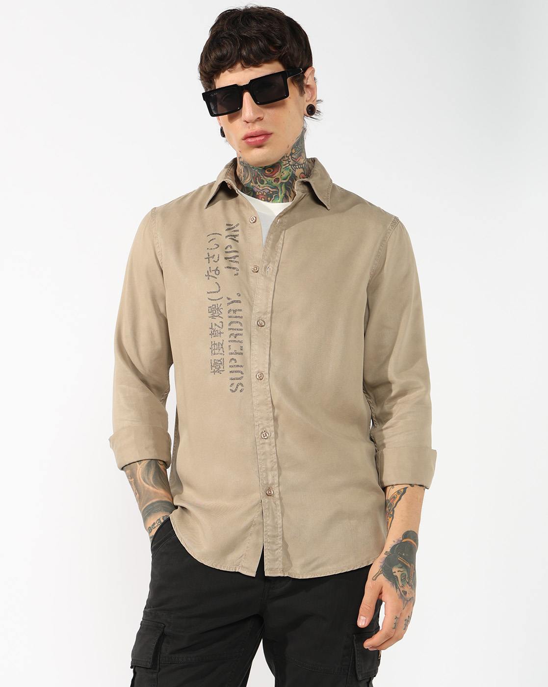 MILITAIRE STENCIL PRINT SHIRT