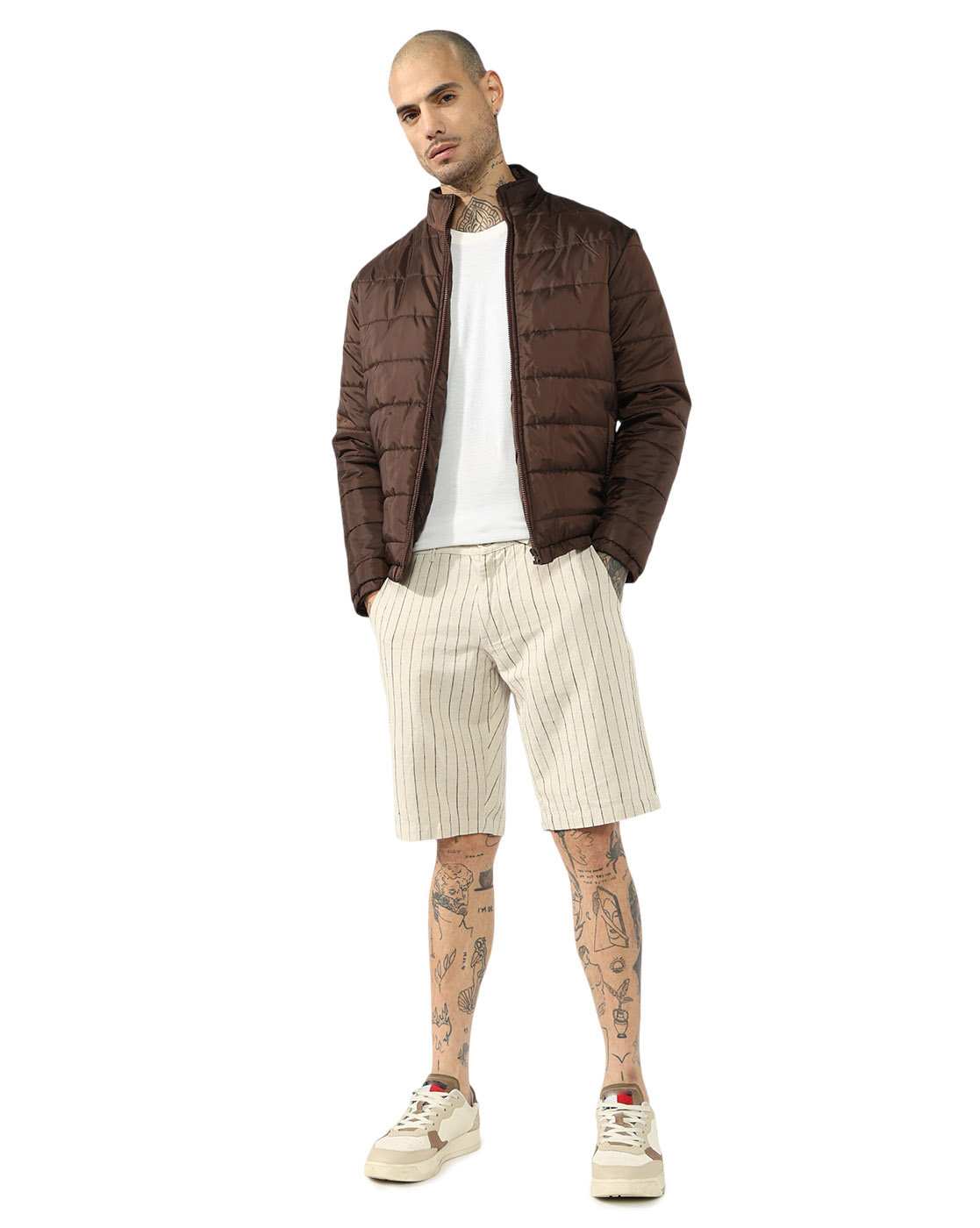 GAS | Men's Striped Linen Straight Fit Drawstring Shorts