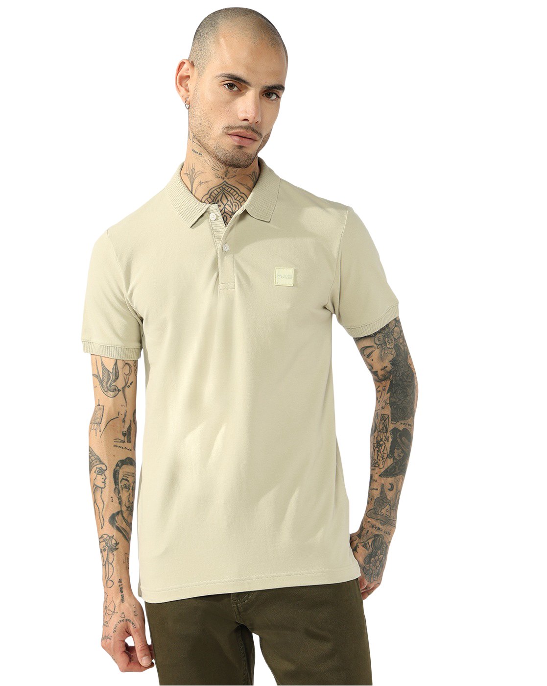 GAS | Jacquard Collar Cotton Lycra Regular Fit Polo Tshirt