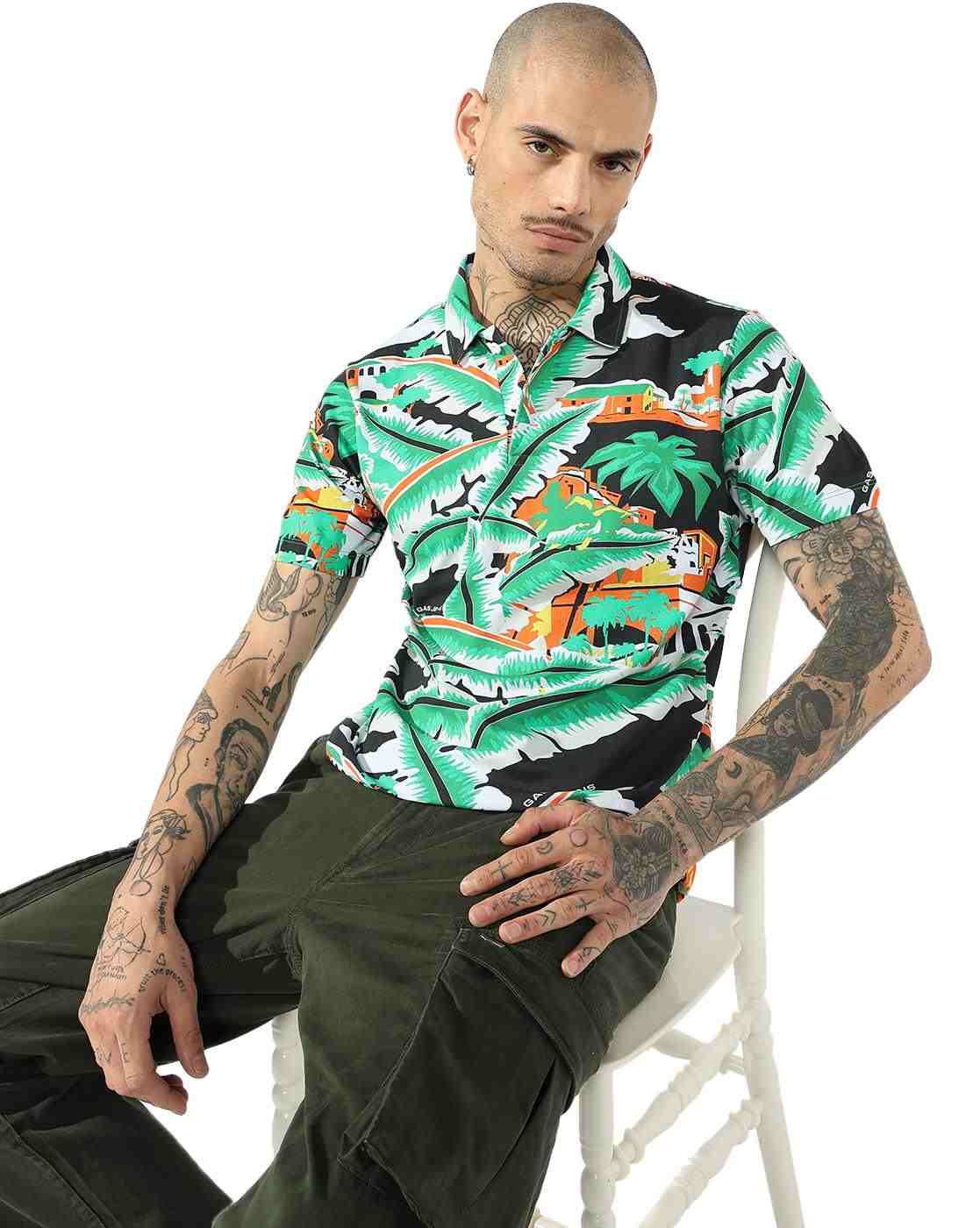 GAS | Tropical Scenic Regular fit Printed Polo T-Shirt