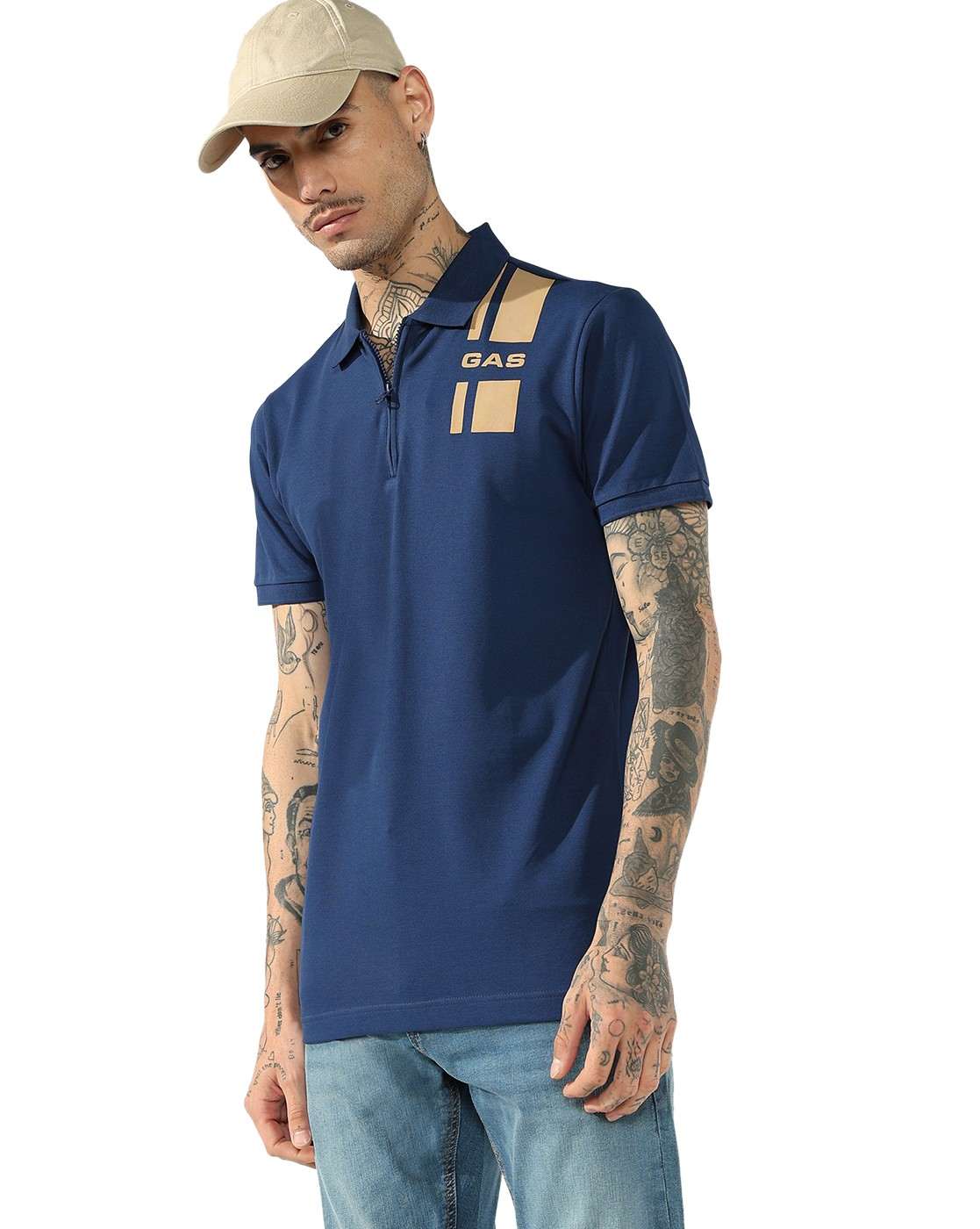 GAS | "GAS" Chest Stripes Regular Fit Polo T-Shirt