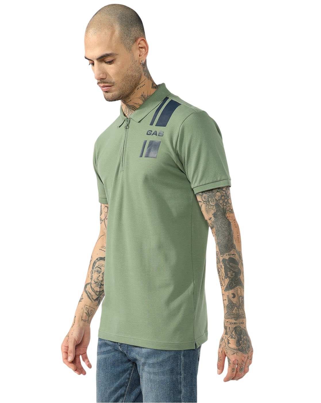GAS | "GAS" Chest Stripes Regular Fit Polo T-Shirt