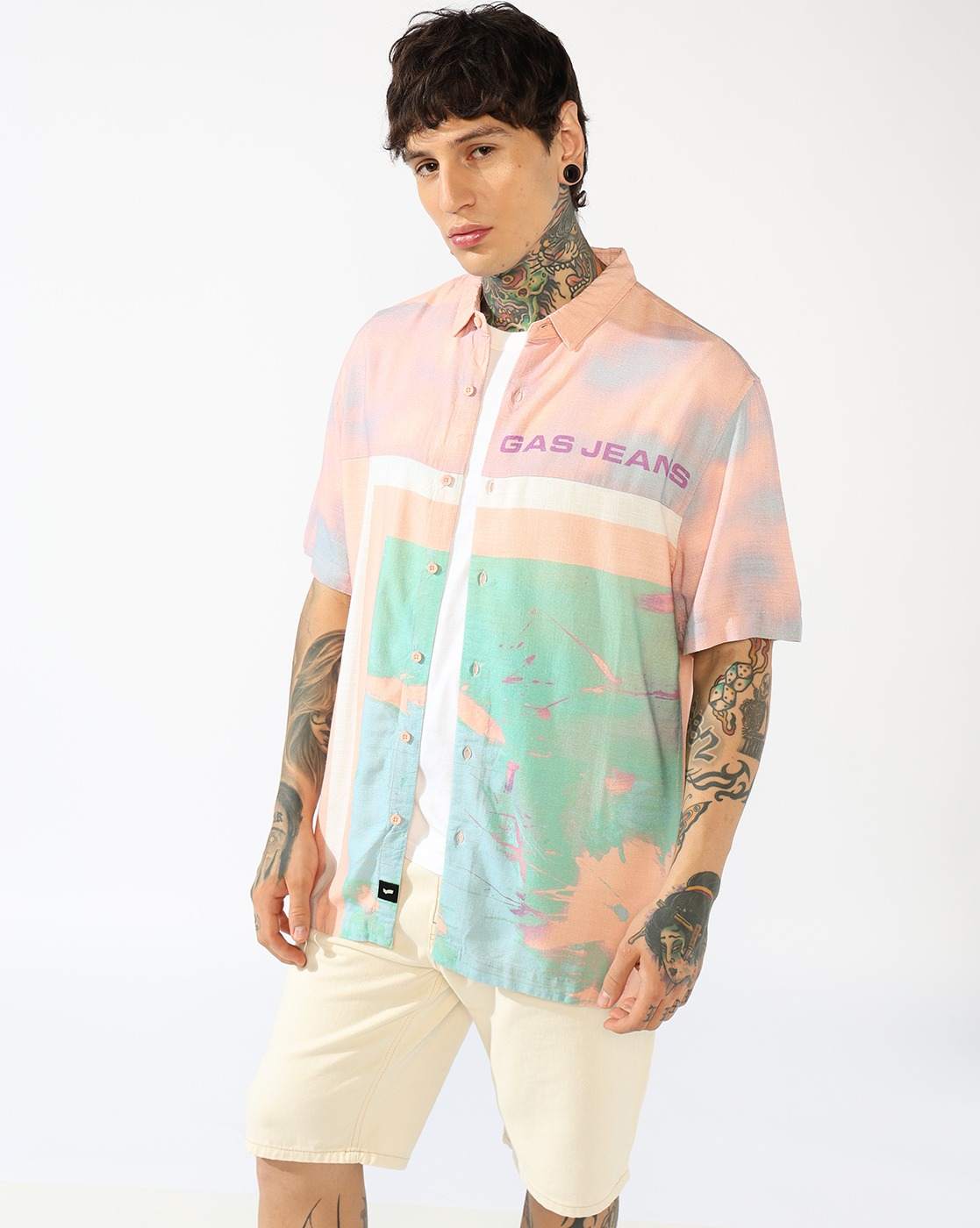 GAS | Abstract Graphic Print Cuban Collar Shirt