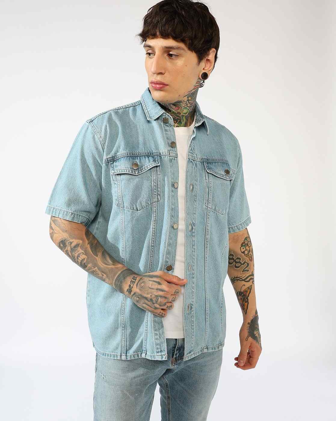 GAS | Boxy Fit Short Sleeve straight hem denim Shirt