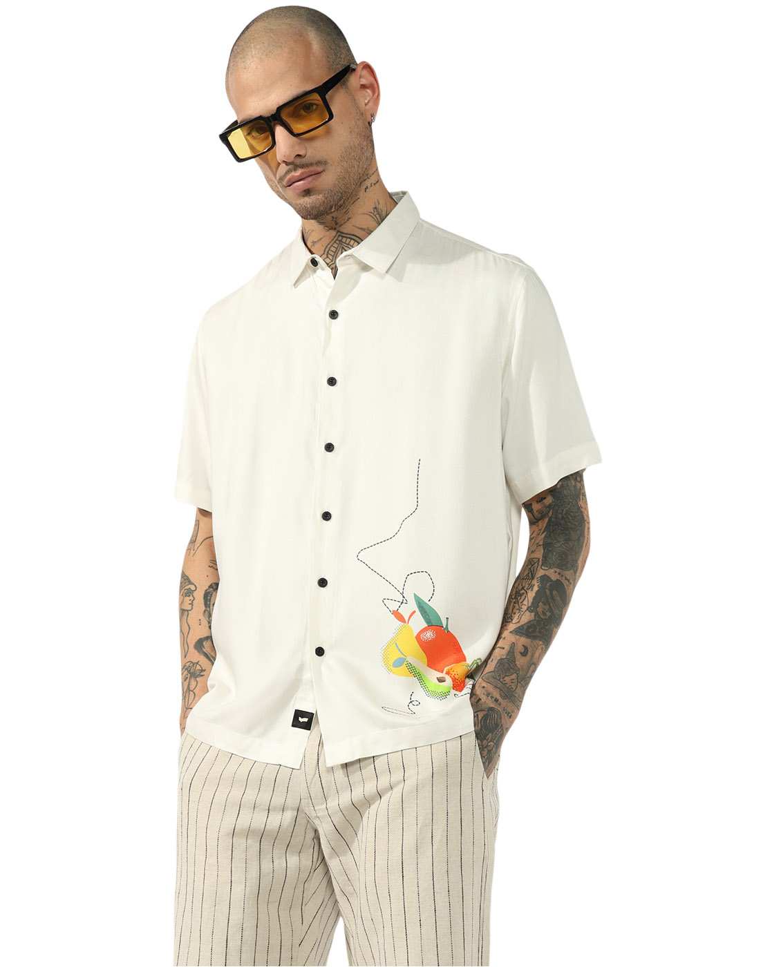 GAS | Graphic Placement Boxy Fit Short Sleeve Viscose Shirt