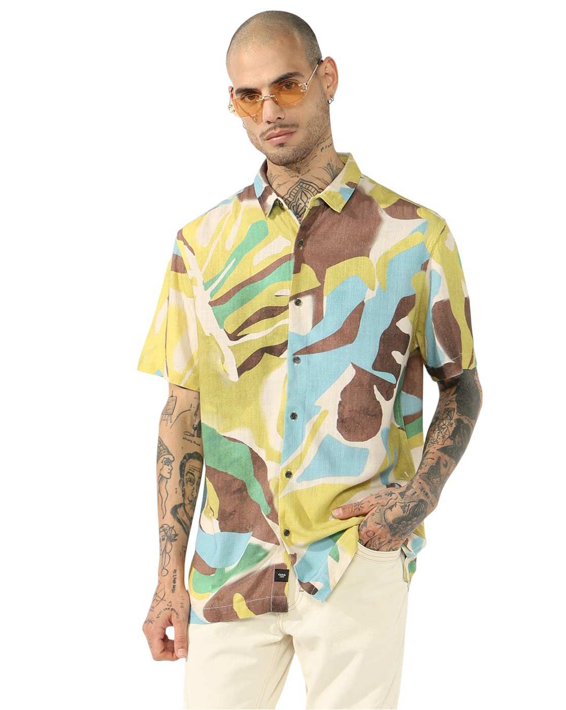 GAS | Abstract Print Cuban Collar Shirt