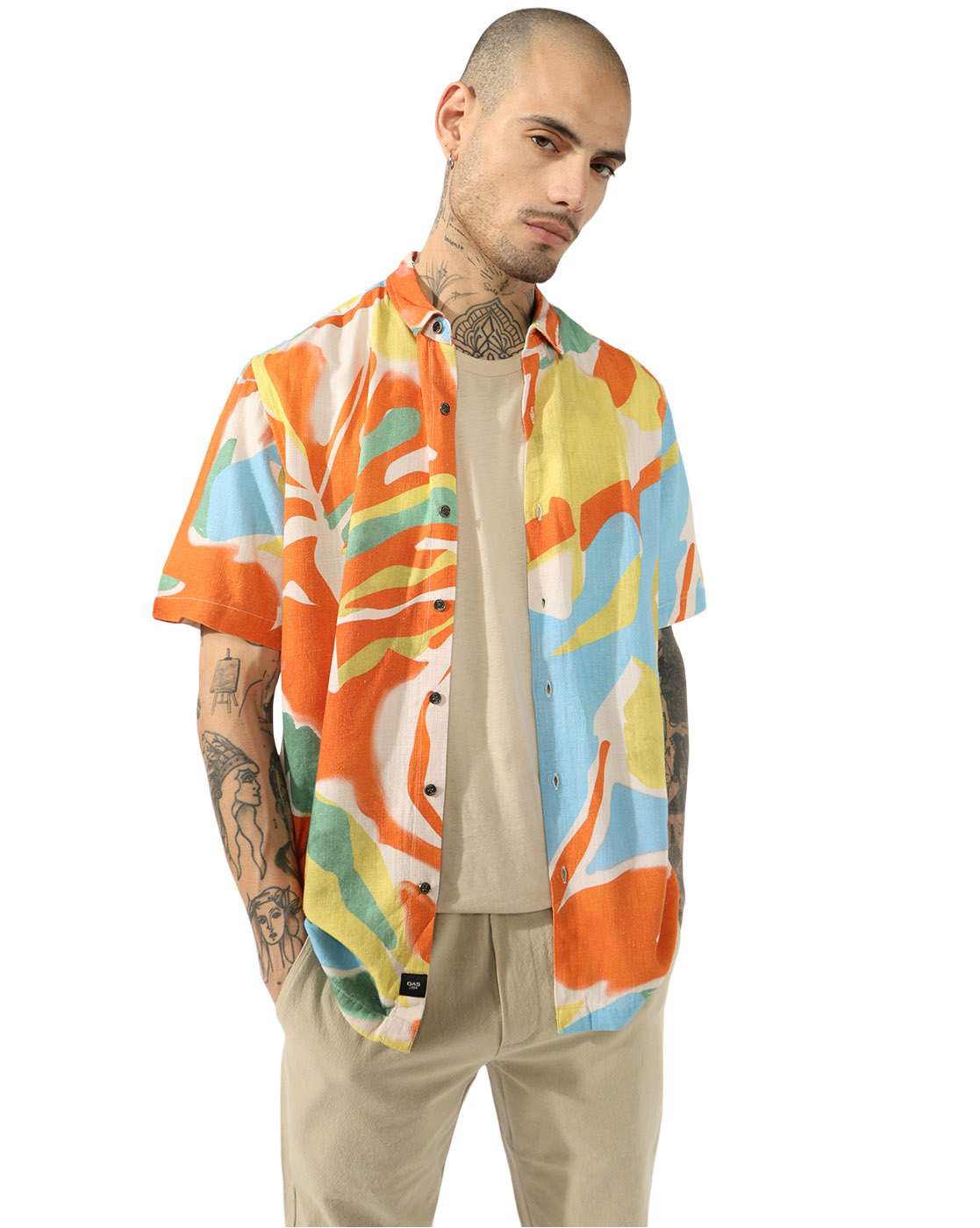 GAS | Abstract Print Cuban Collar Shirt