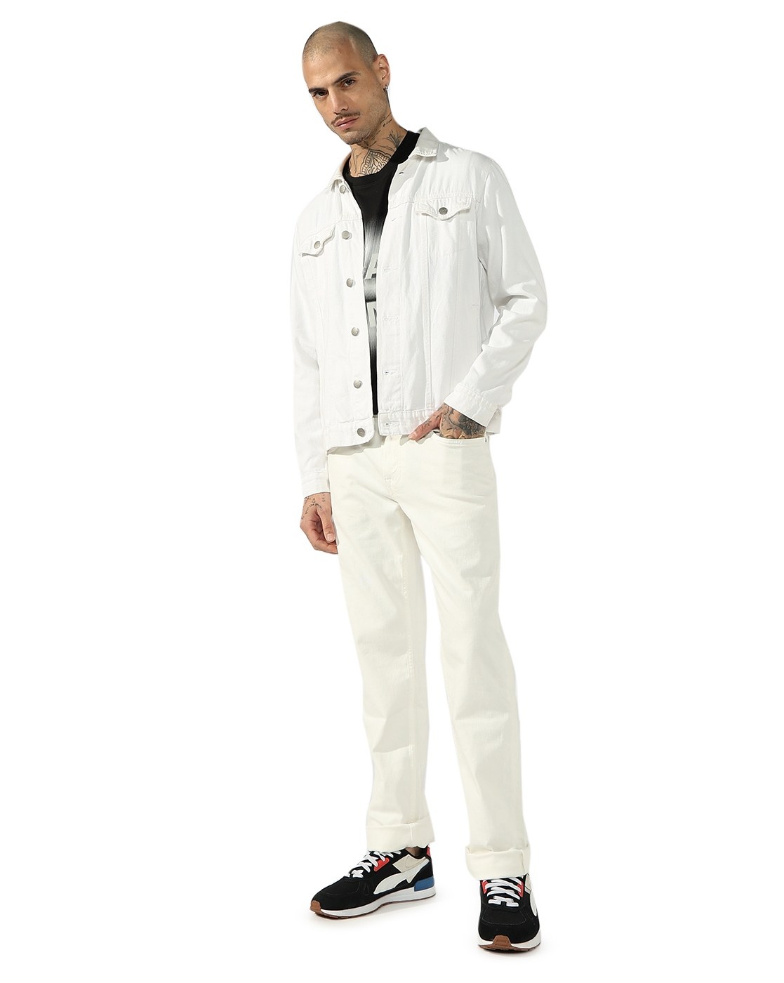 GAS | Mid-Rise Straight-Fit White Jeans