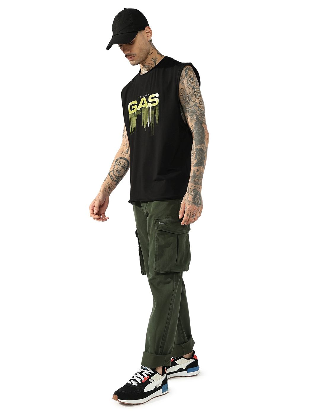 GAS | Olive Green Utility Straight-Fit Trousers