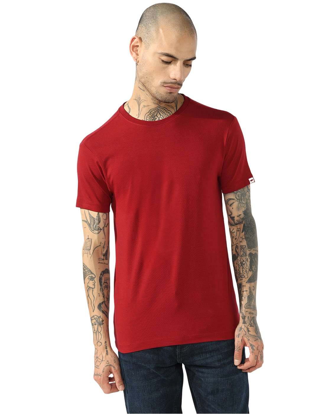 GAS | Cotton Spandex Solid Slim Fit Tee