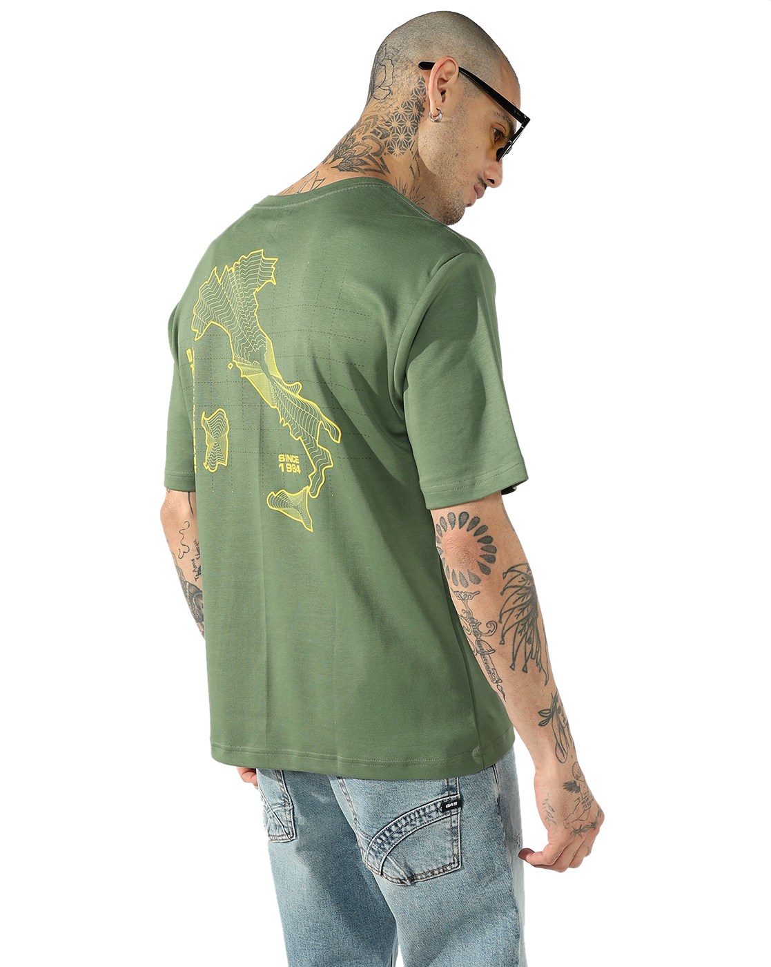 GAS | Men's Boxy T-Shirt with Italian Map Graphic
