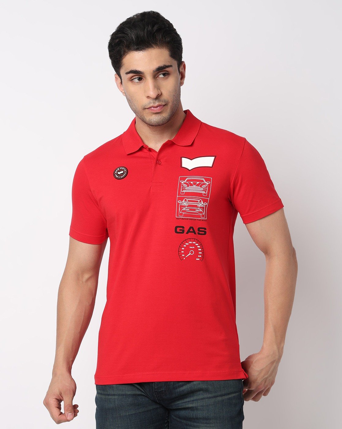 GAS | Moto Boxy Fit Back Hit Printed Polo