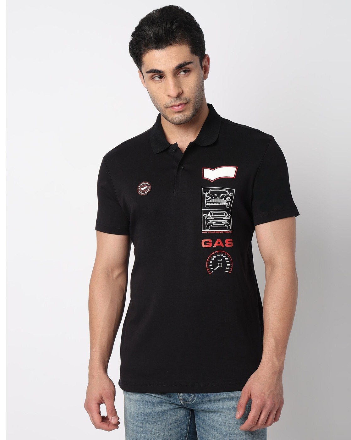GAS | Moto Boxy Fit Back Hit Printed Polo