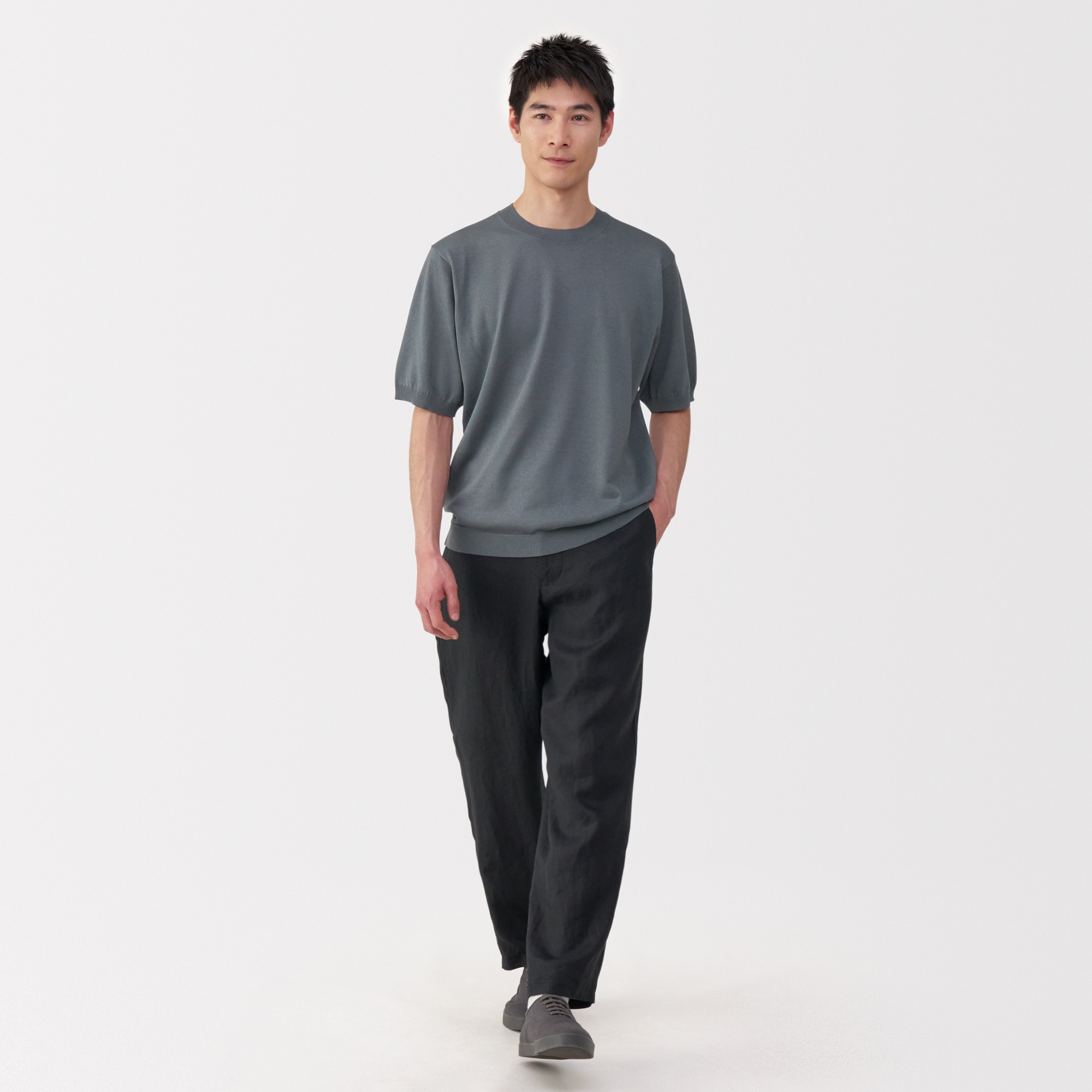 M's Hemp blend crew neck S/S sweater
