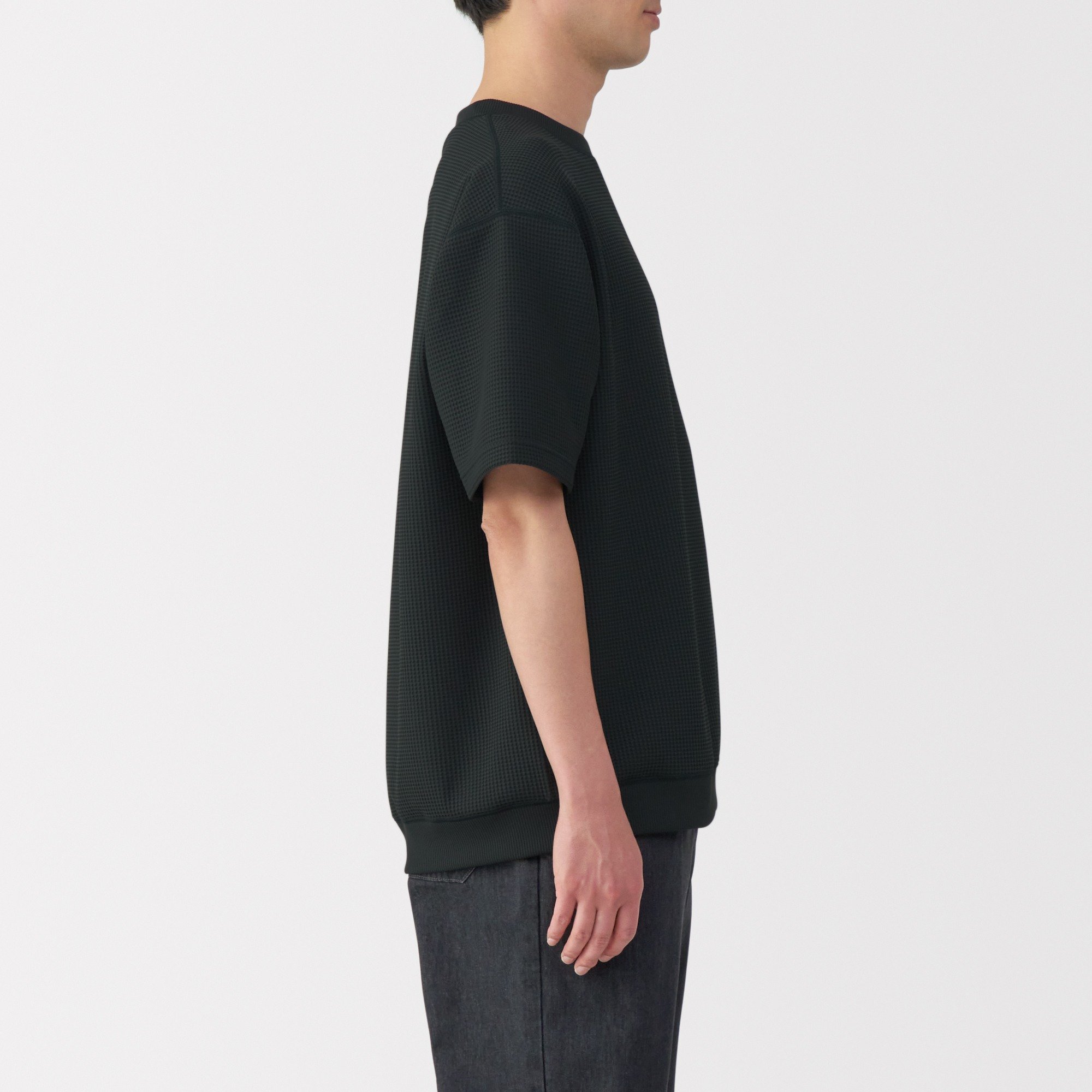 M's UV protection quick dry waffle crew neck S/Slv T-shirt