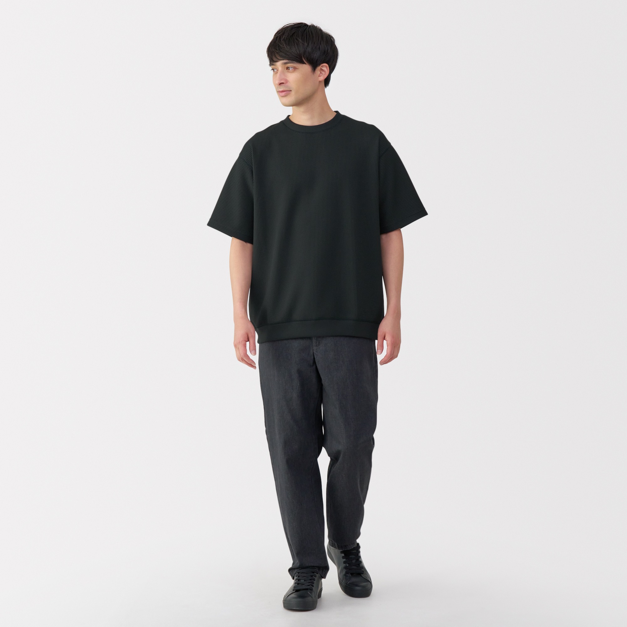 M's UV protection quick dry waffle crew neck S/Slv T-shirt