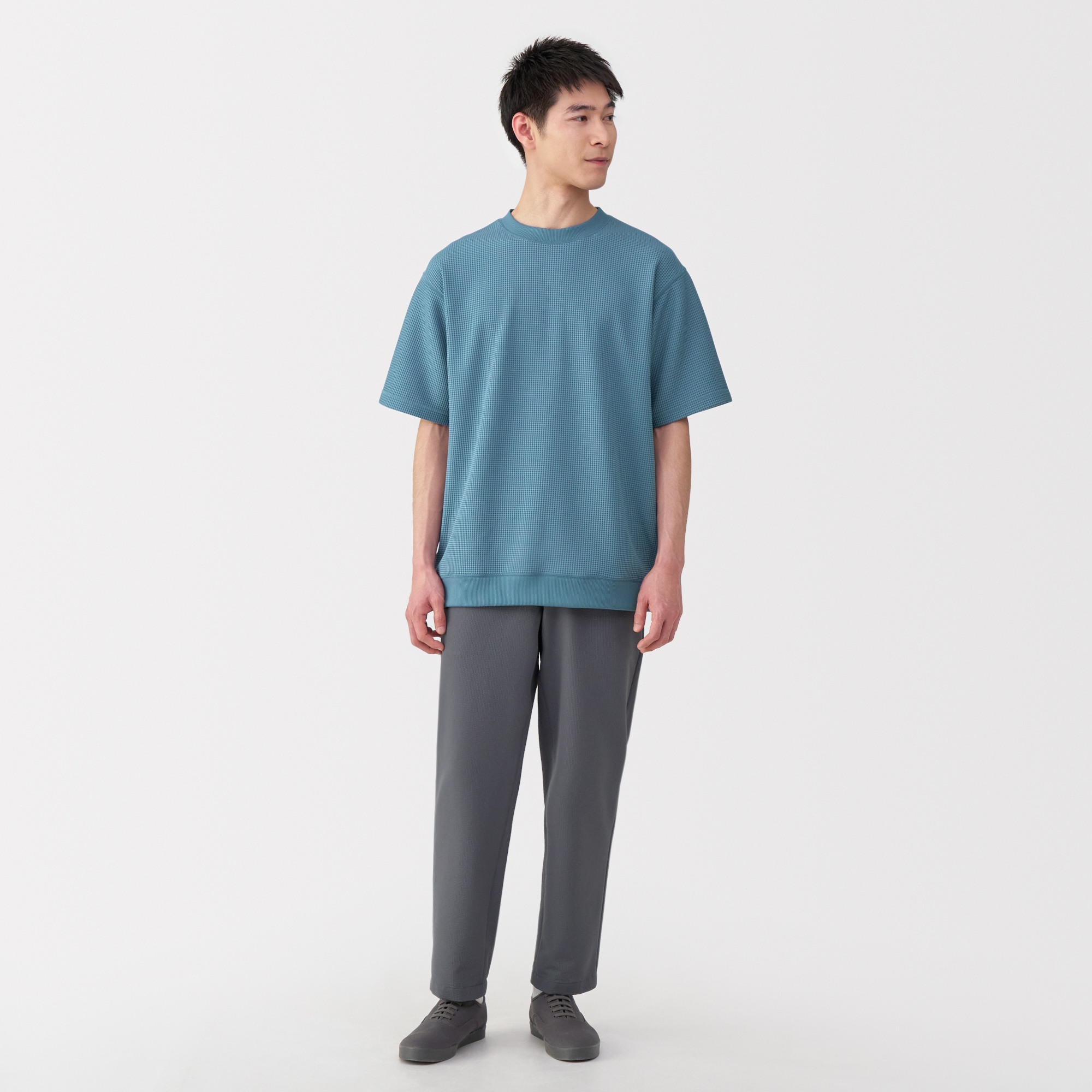 M's UV protection quick dry waffle crew neck S/Slv T-shirt