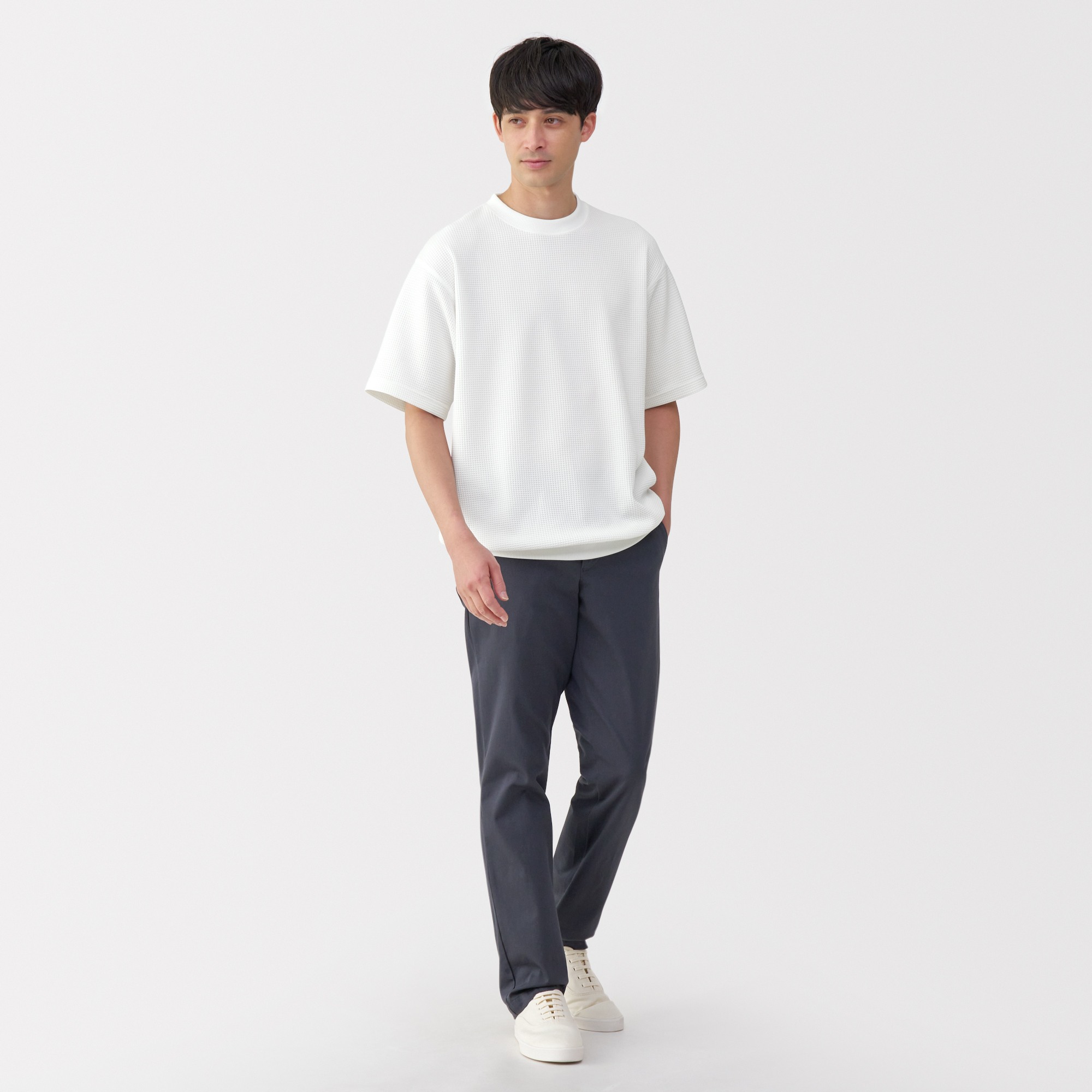 M's UV protection quick dry waffle crew neck S/Slv T-shirt