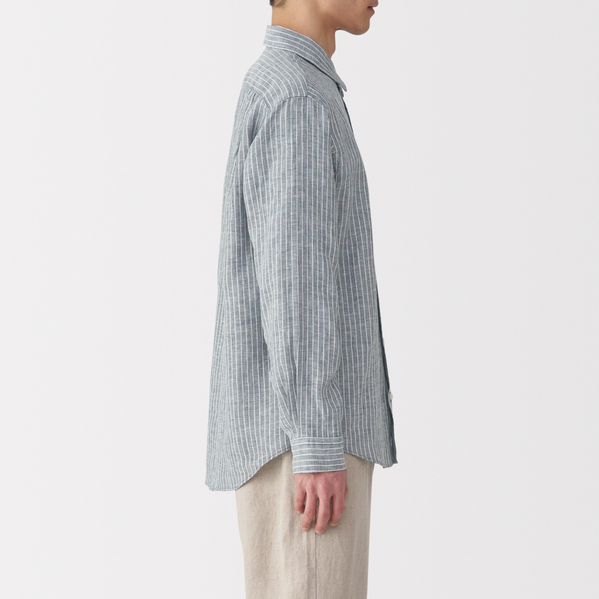 M's Washed linen L/Slv shirt (OS)