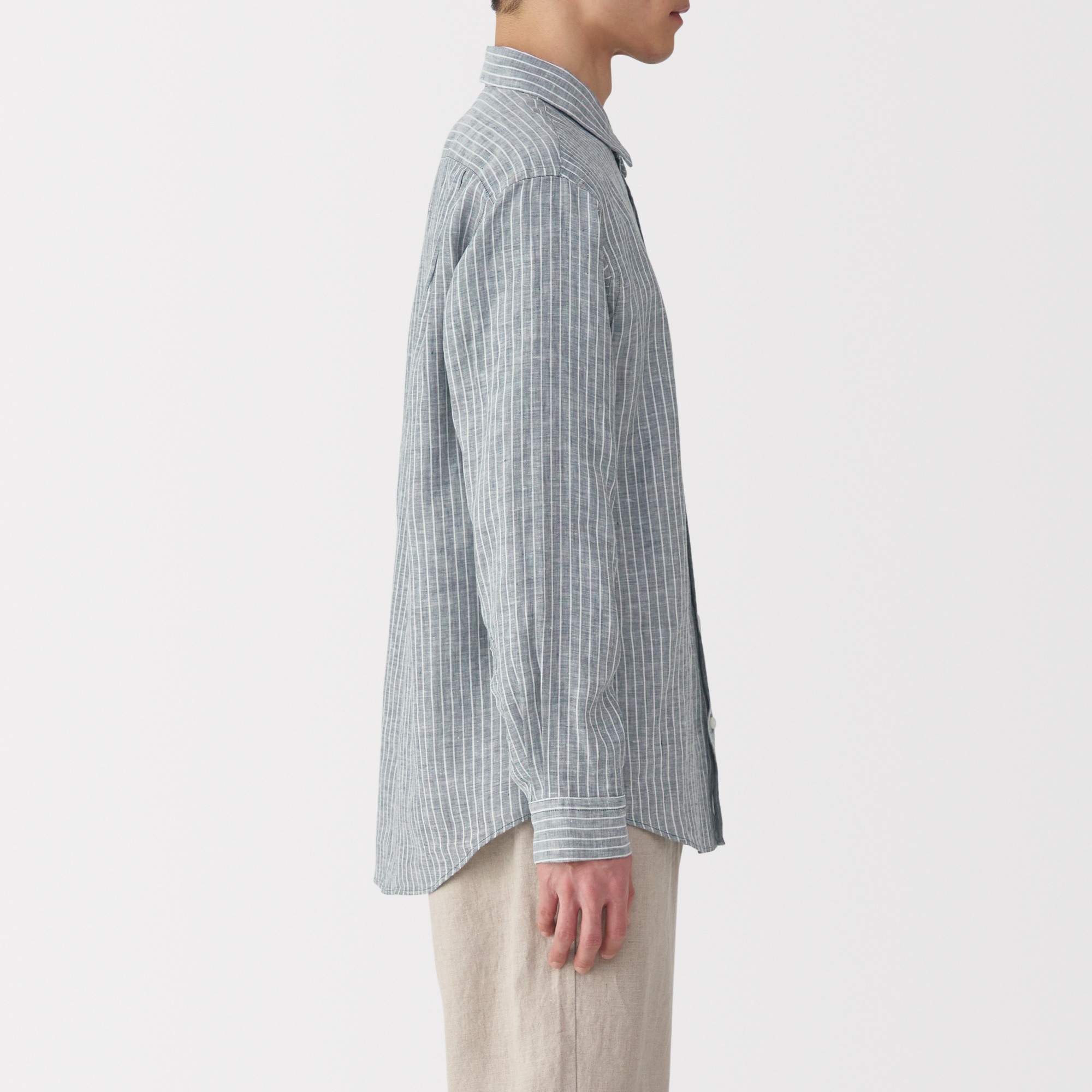 M's Washed linen L/Slv shirt (OS)