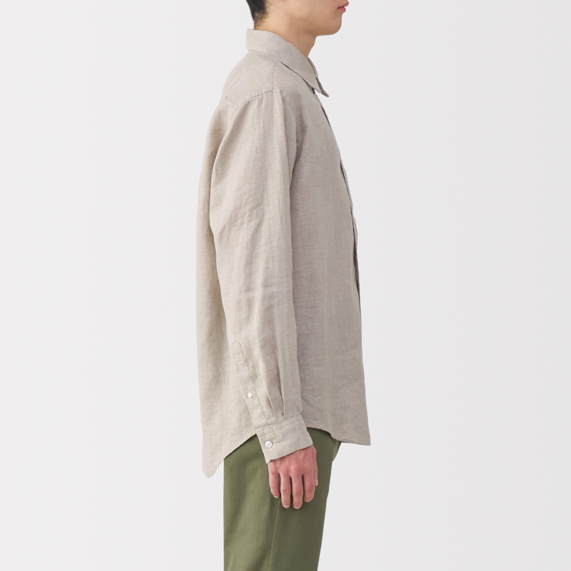 M's Washed linen L/Slv shirt (OS)