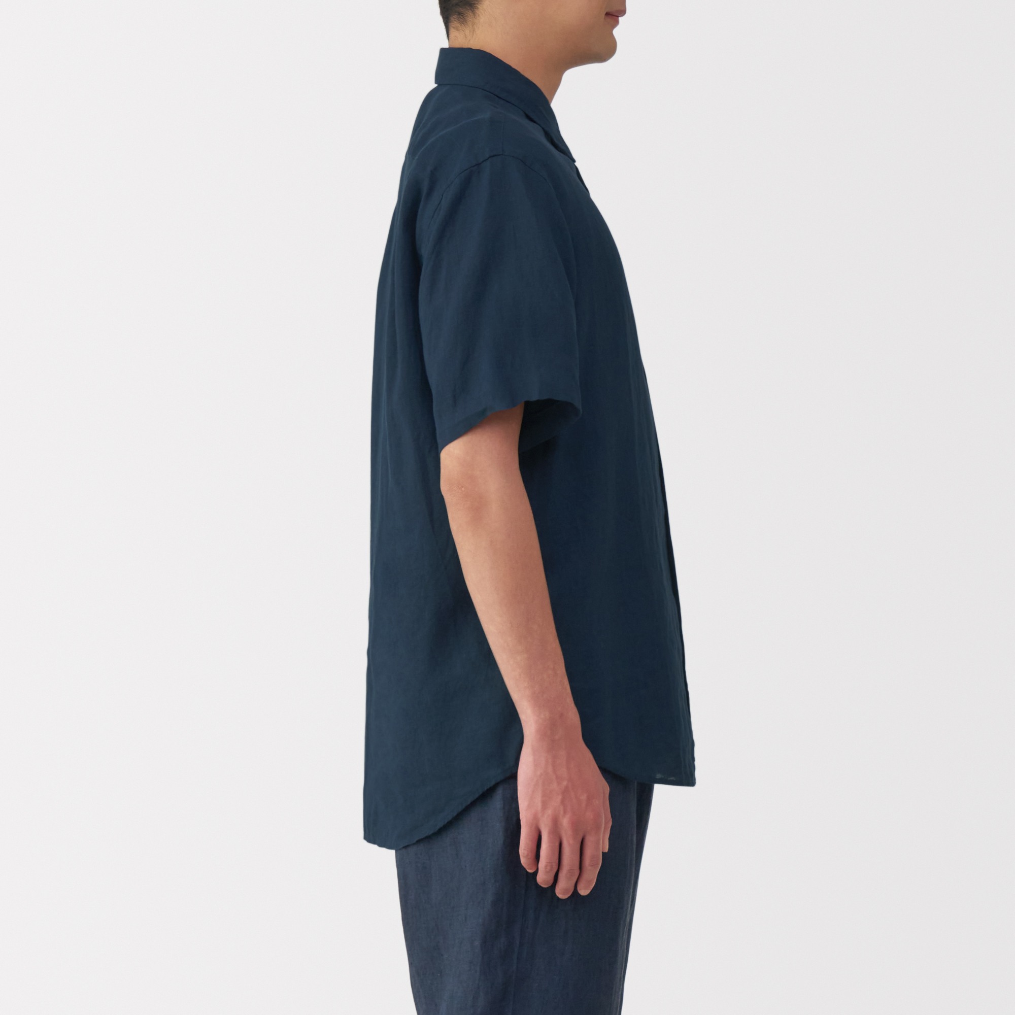 M's Washed linen S/Slv shirt