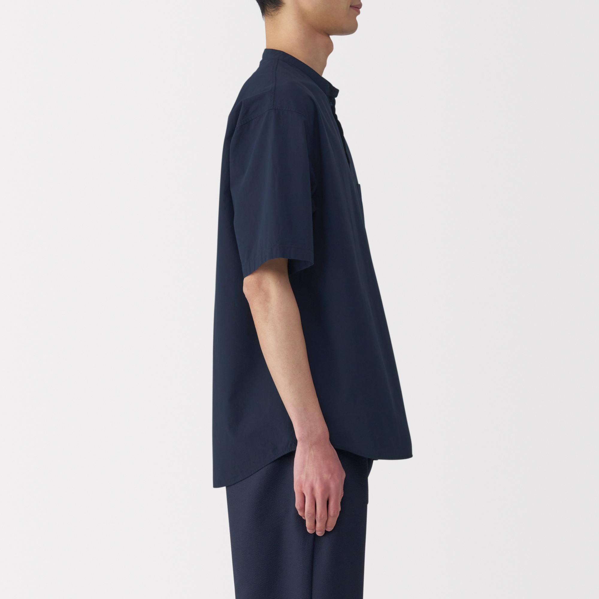 M's Cool touch woven henley neck S/Slv T-shirt