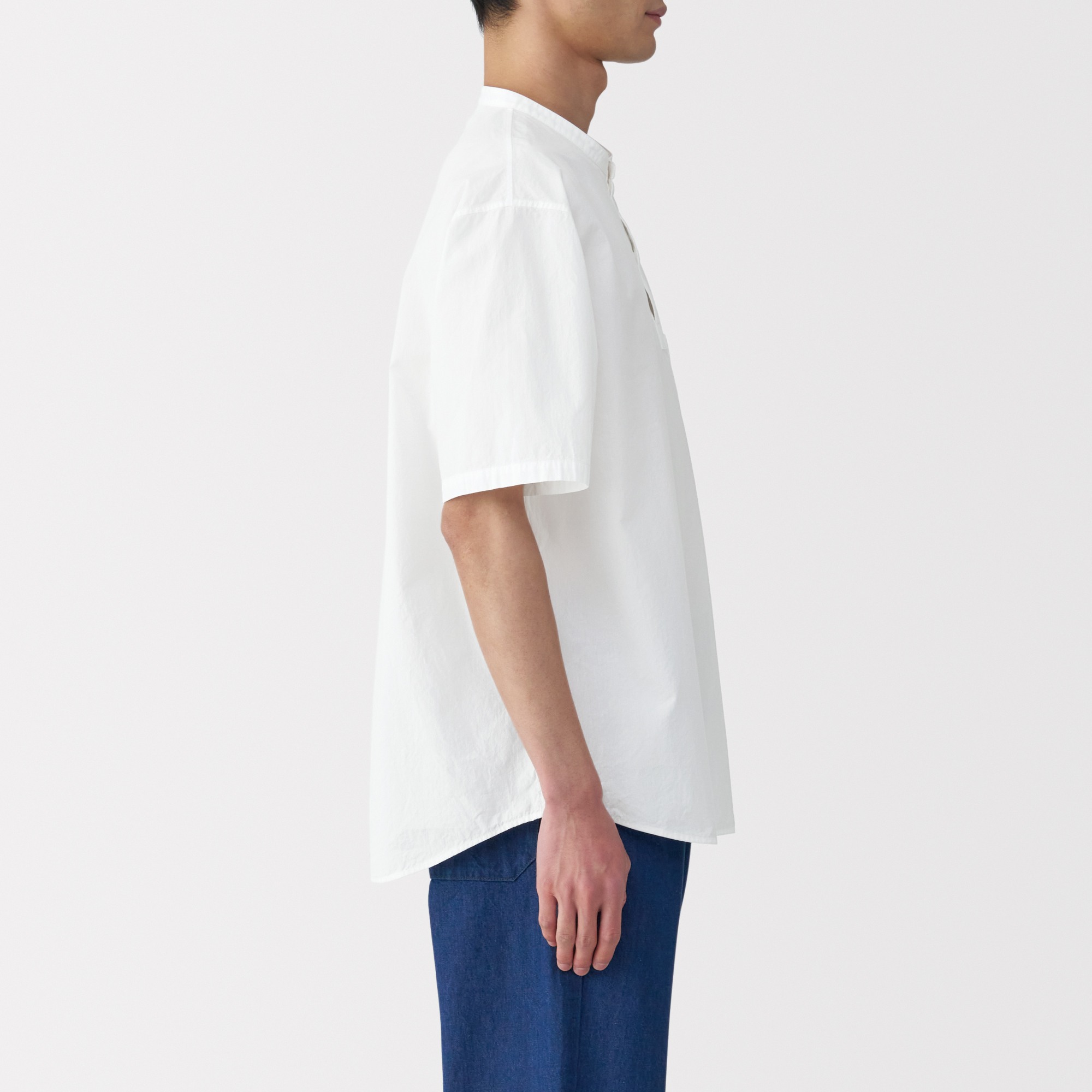 M's Cool touch woven henley neck S/Slv T-shirt