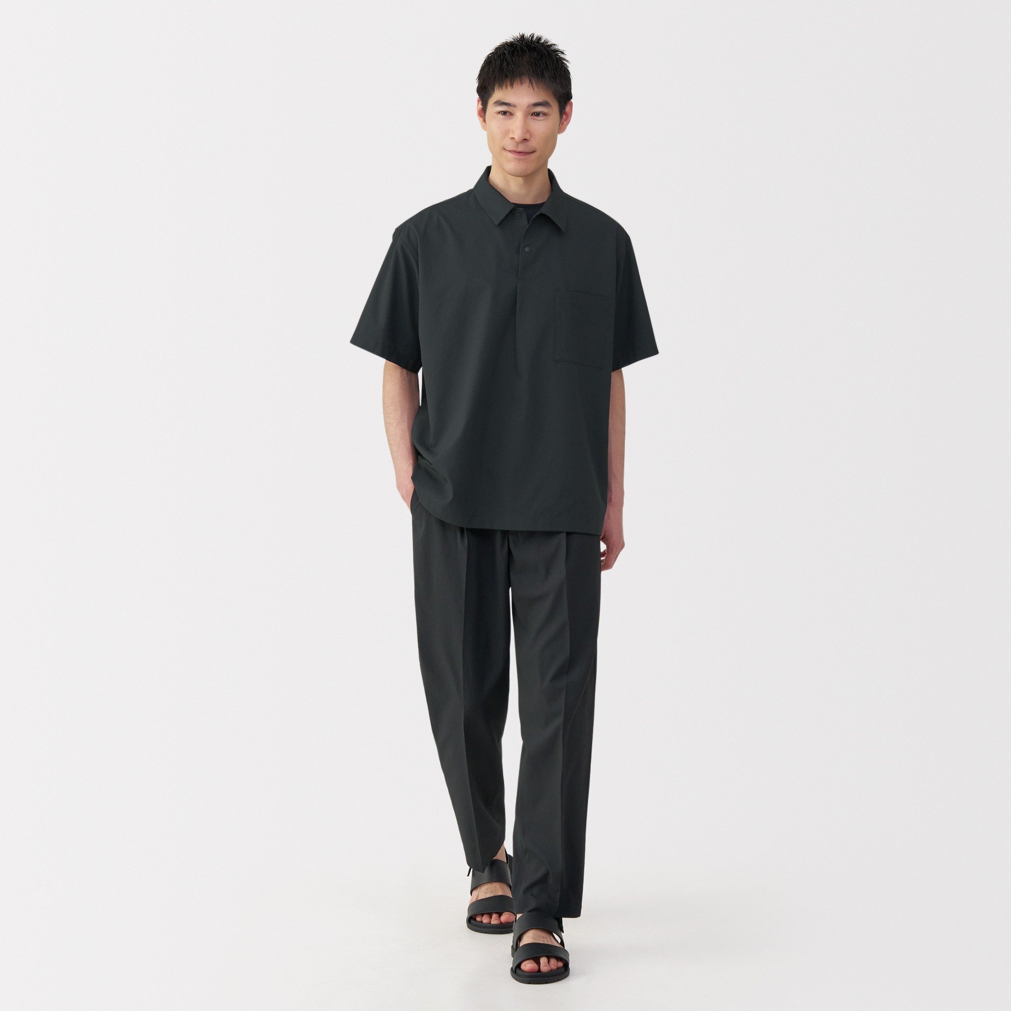 M's Breathable woven S/Slv polo shirt