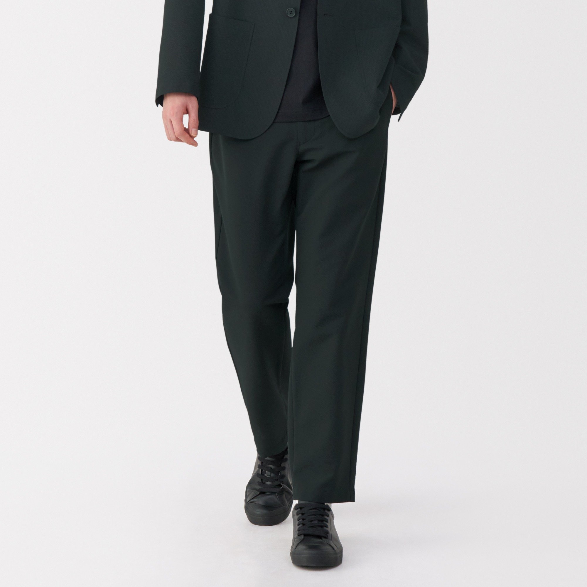 M'S SEERSUCKER FLAT FRONT PANT, BLACK, M