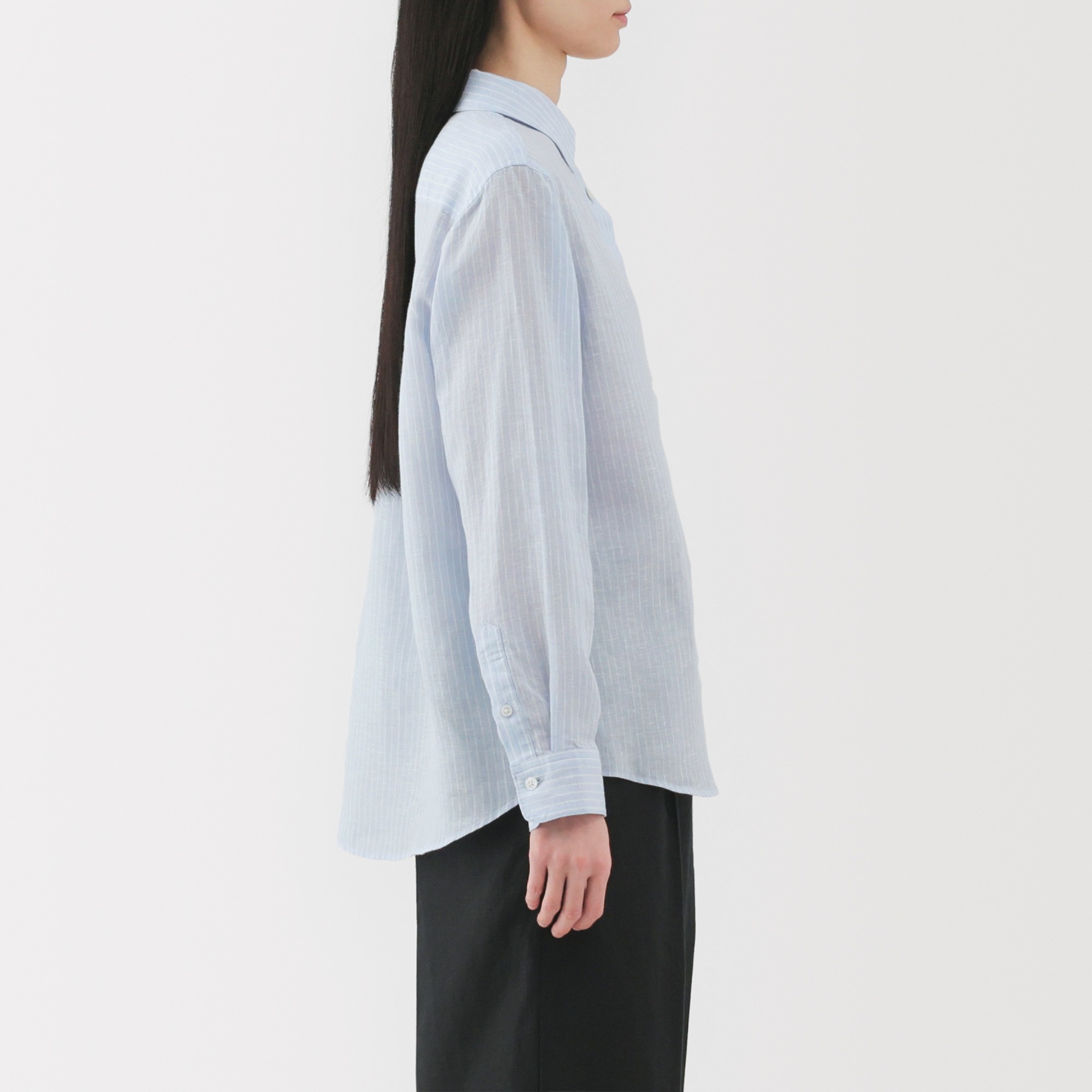 W's Washed linen Regular collar L/S shirt