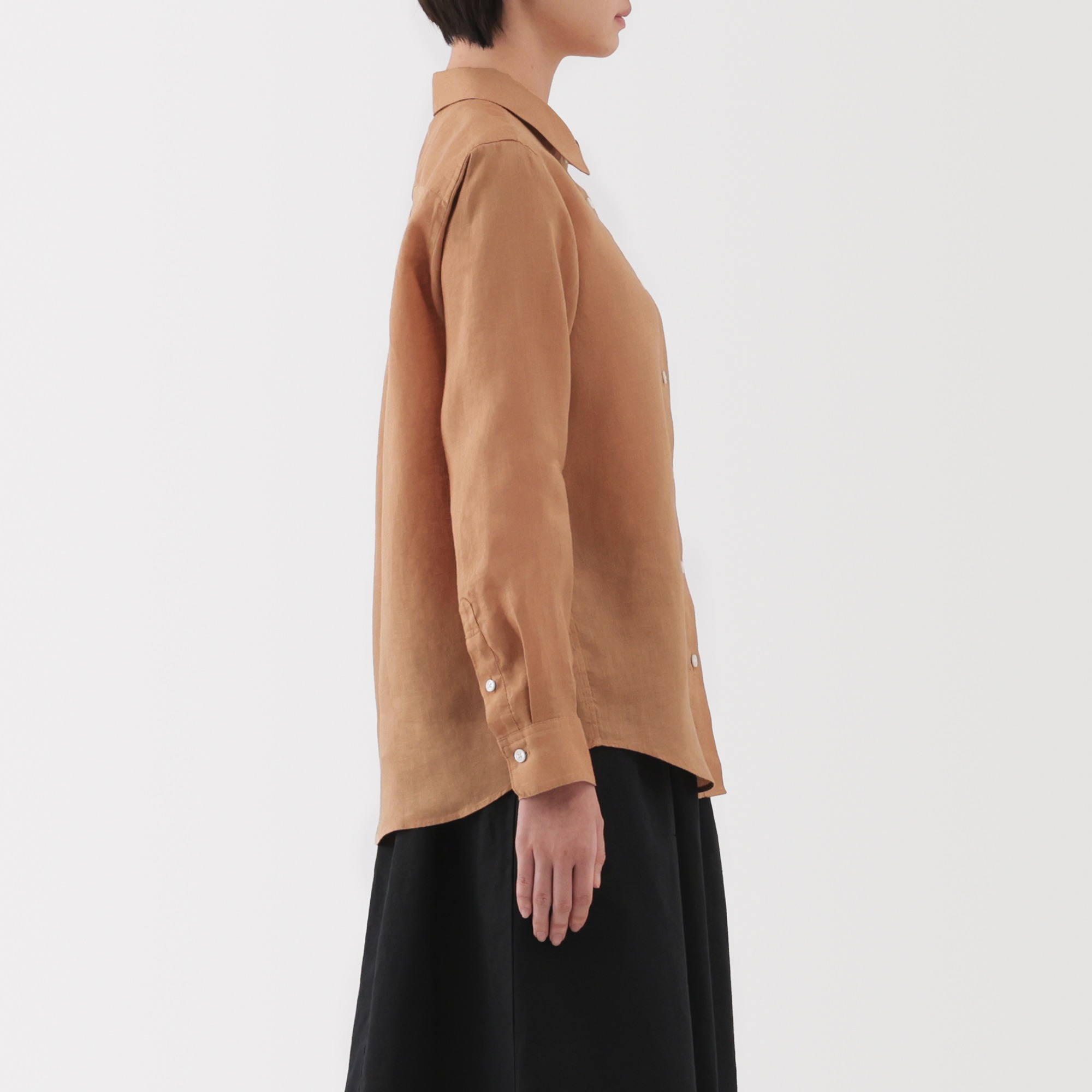 W's Washed linen Regular collar L/S shirt