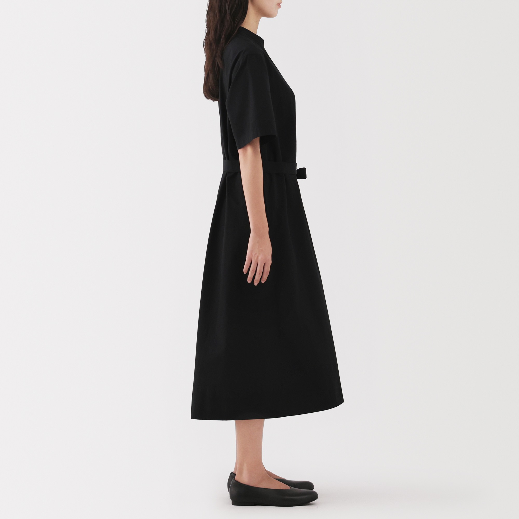 COOL TOUCH S/SLV SHIRT DRESS, BLACK, S