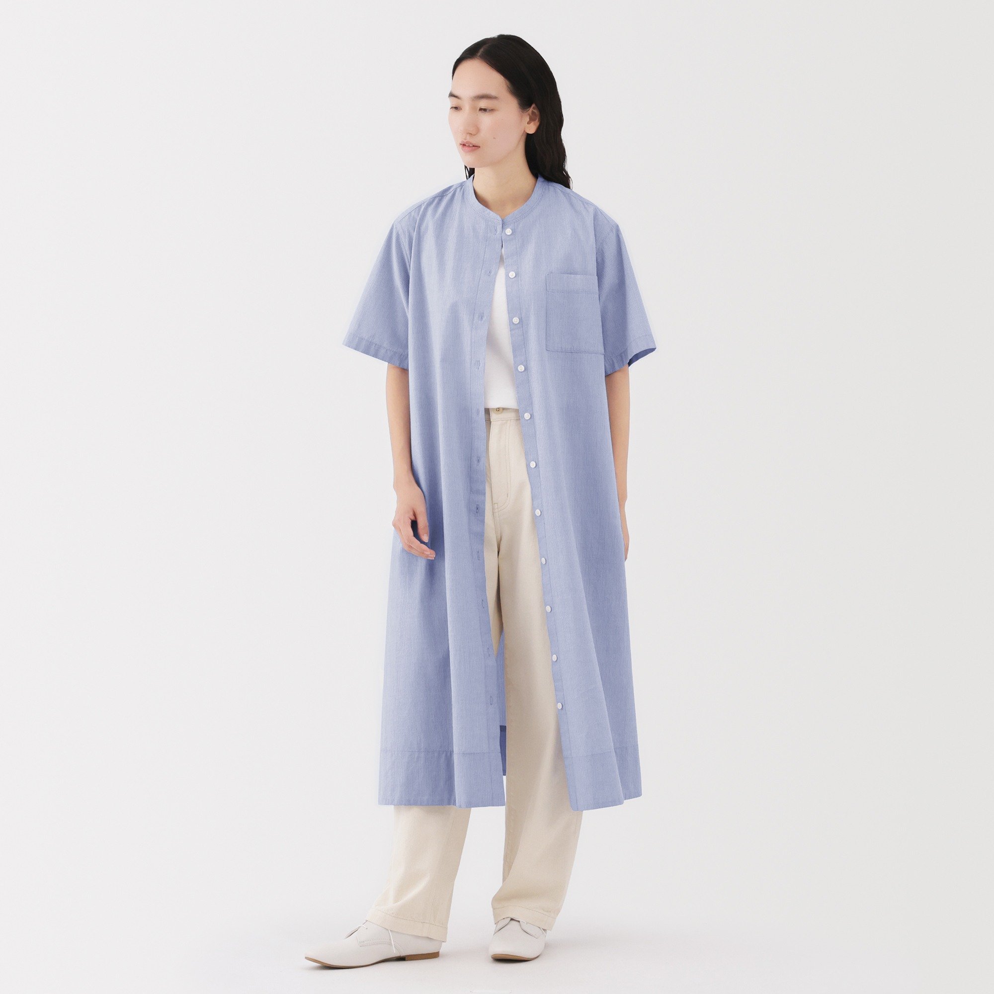 COOL TOUCH S/SLV SHIRT DRES, SAXE BLU, S